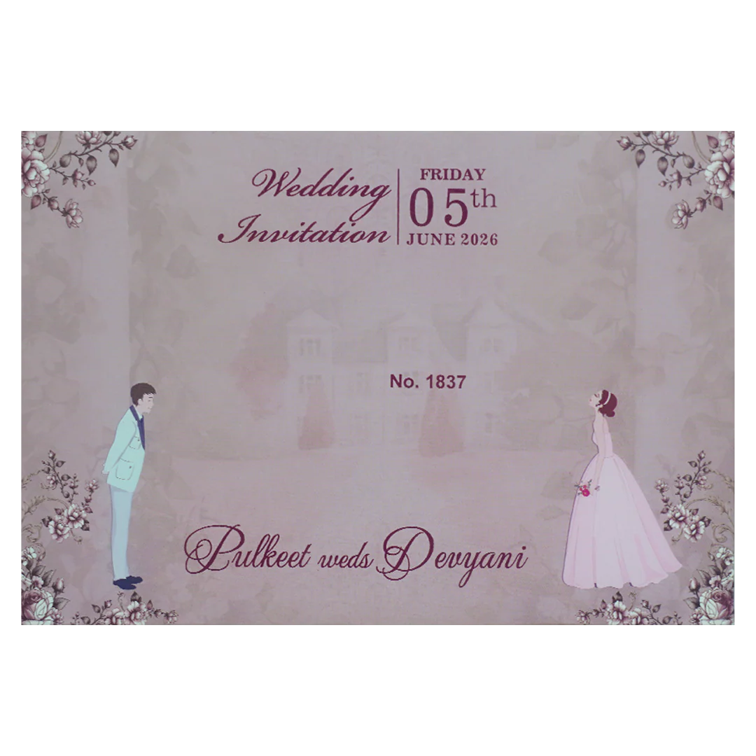 Lavender Bride Groom Padded Wedding Card-KJTS1837 - Image 4