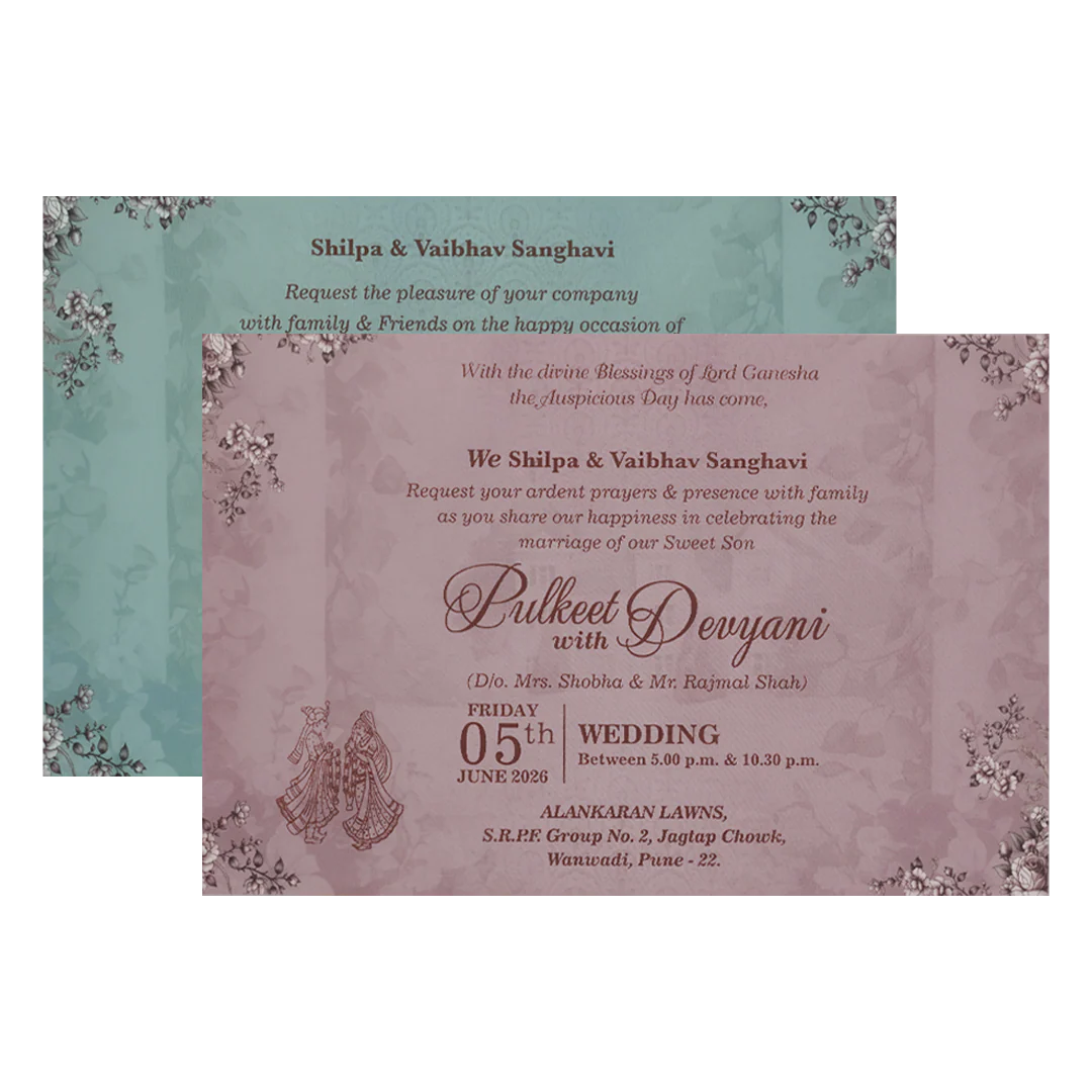 Lavender Bride Groom Padded Wedding Card-KJTS1837 - Image 5