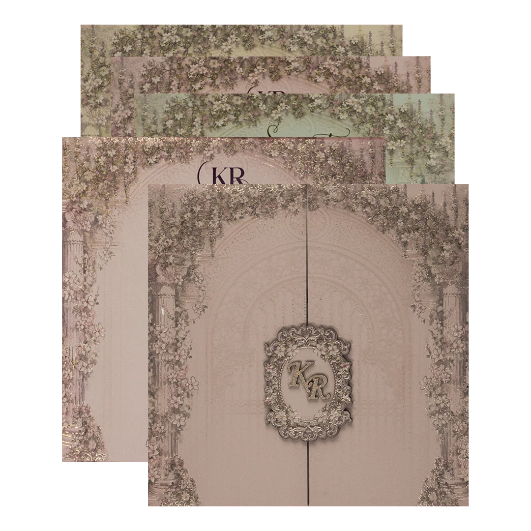 Lavender Floral Arch Padded Wedding Card-KSI64290