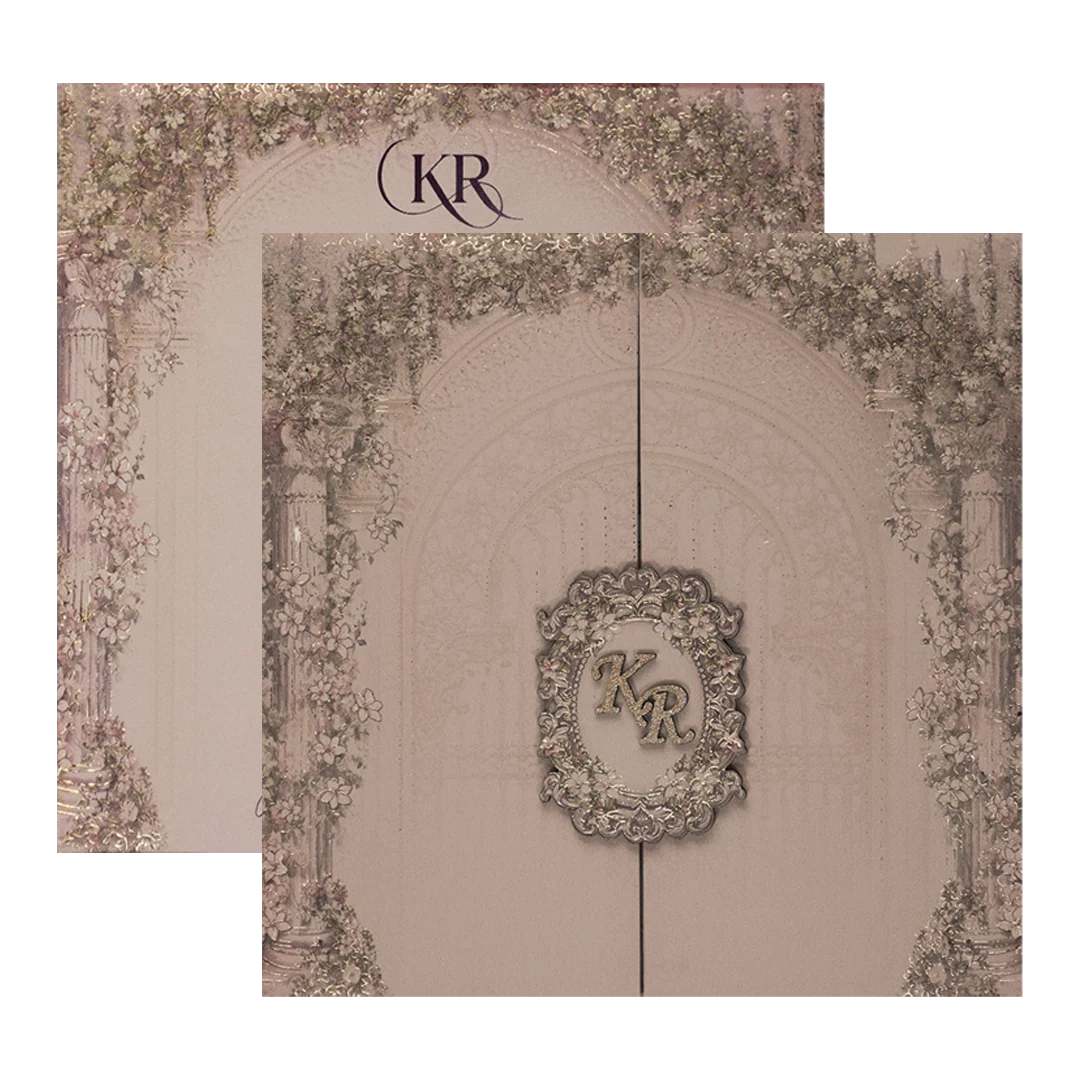 Lavender Floral Arch Padded Wedding Card-KSI64290 - Image 2