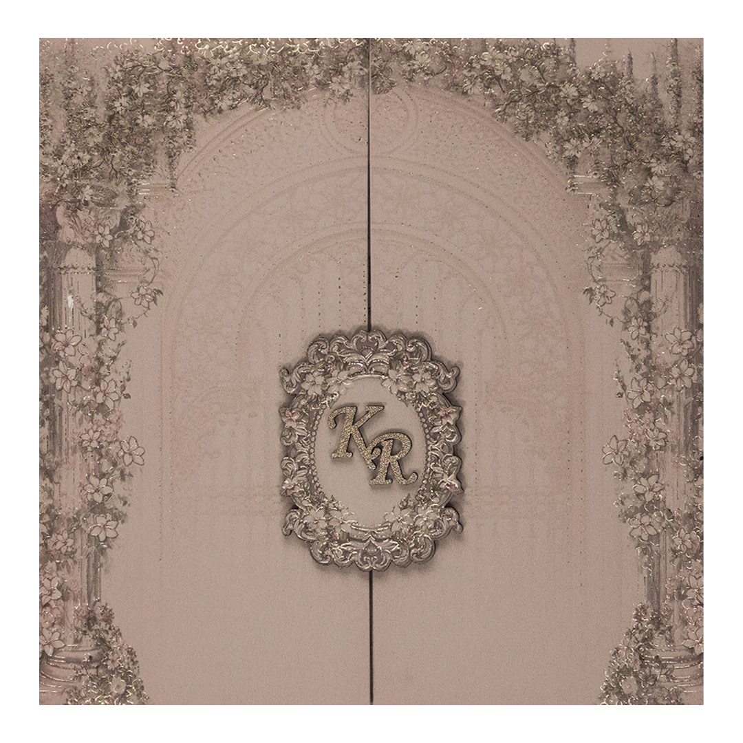 Lavender Floral Arch Padded Wedding Card-KSI64290 - Image 3