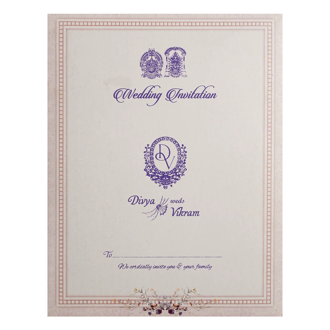 Lavender Floral Door Wedding Card-KNKC4082 - Image 4