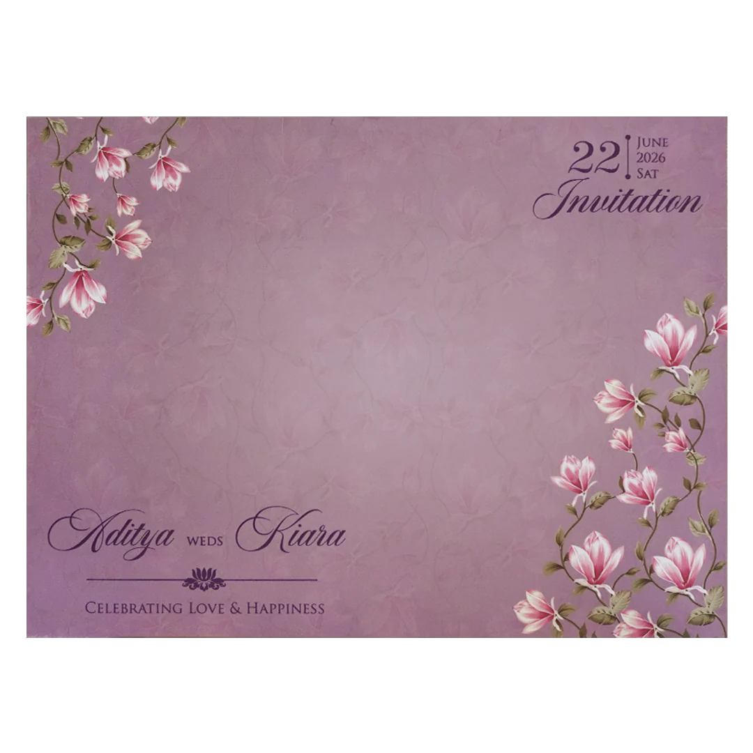Lavender Floral Laser Cut Wedding Card - KFR16080 - Image 4