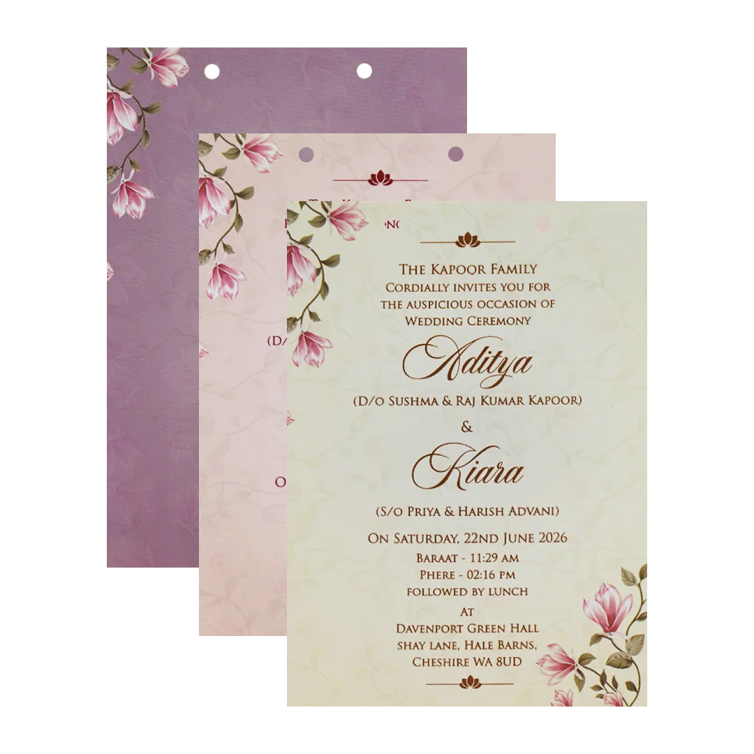 Lavender Floral Laser Cut Wedding Card - KFR16080 - Image 5