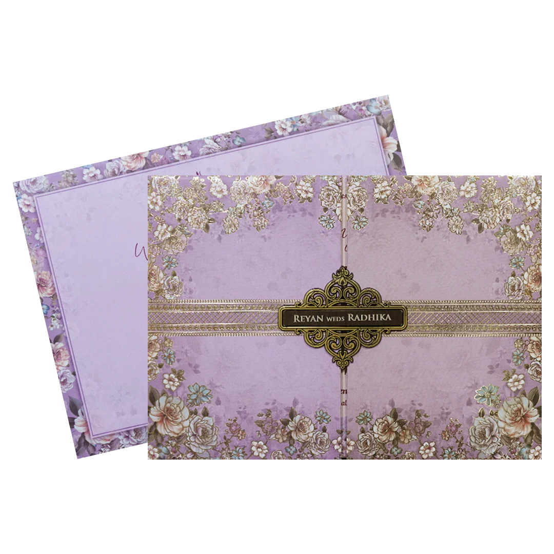 Purple Floral Padded Wedding Card-KSH72930 - Image 2