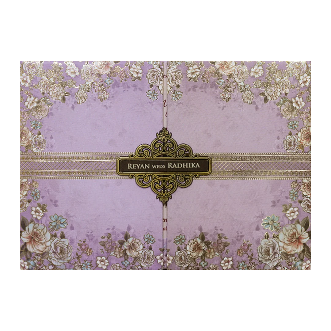 Purple Floral Padded Wedding Card-KSH72930 - Image 3