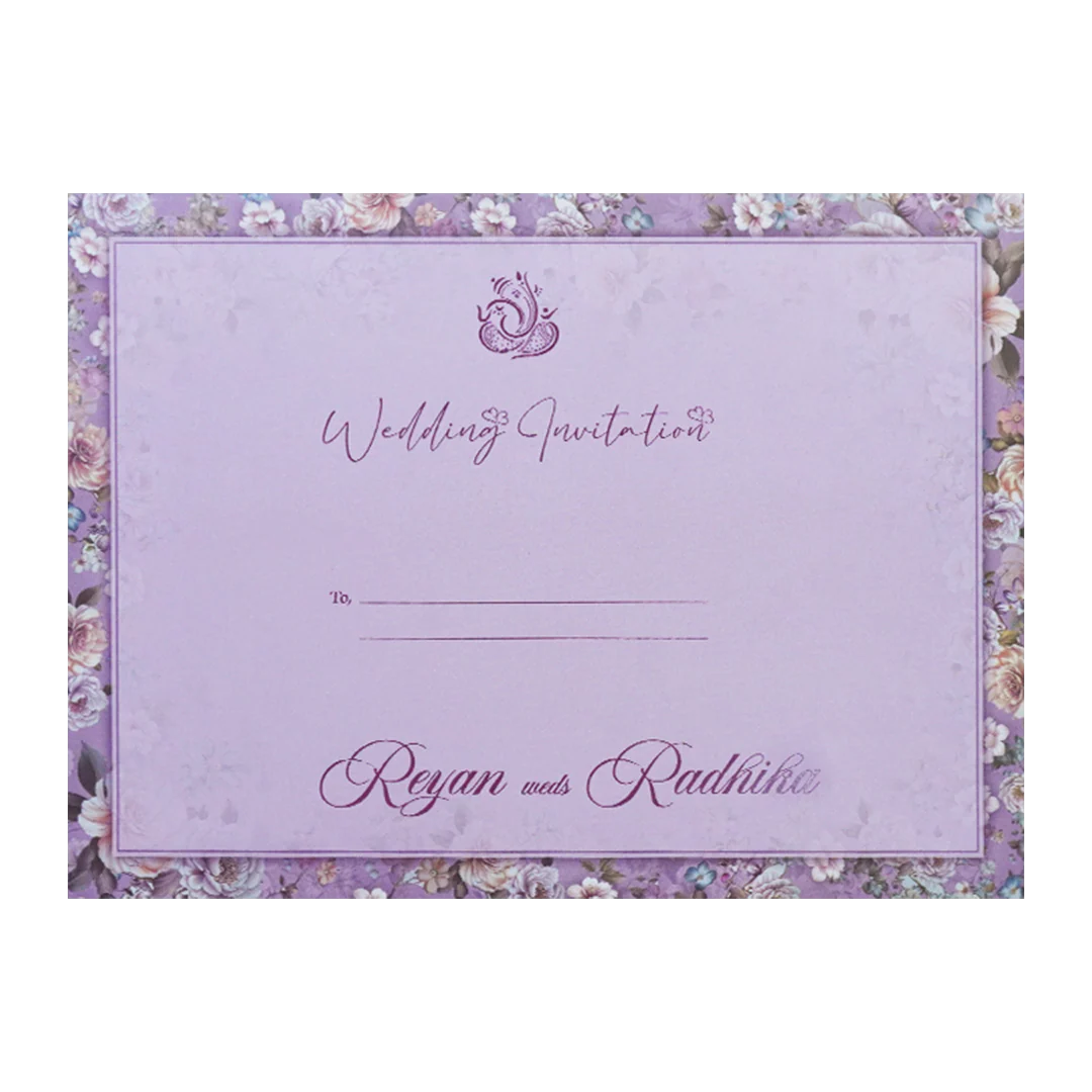 Purple Floral Padded Wedding Card-KSH72930 - Image 4