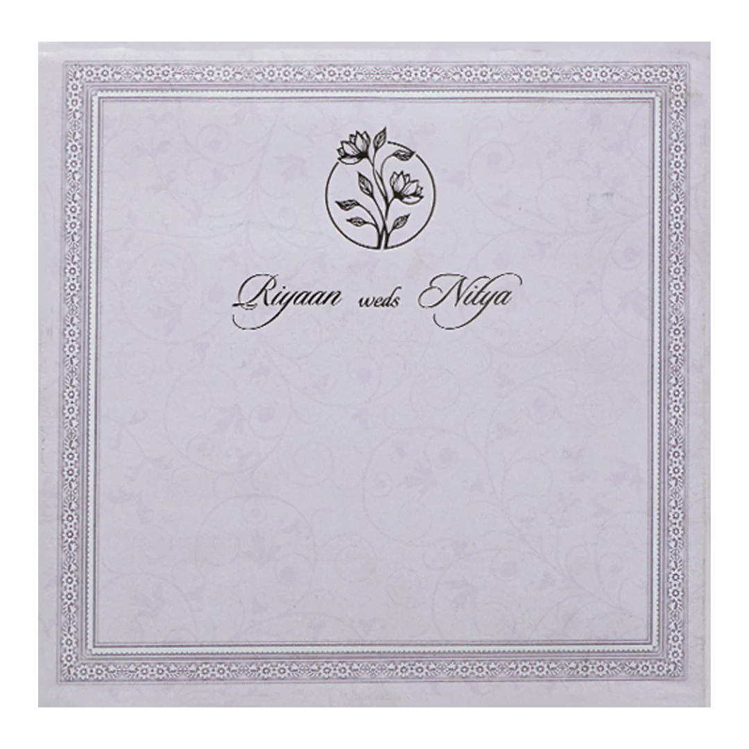 Lavender Floral Padded Wedding Card-KRC31130 - Image 4