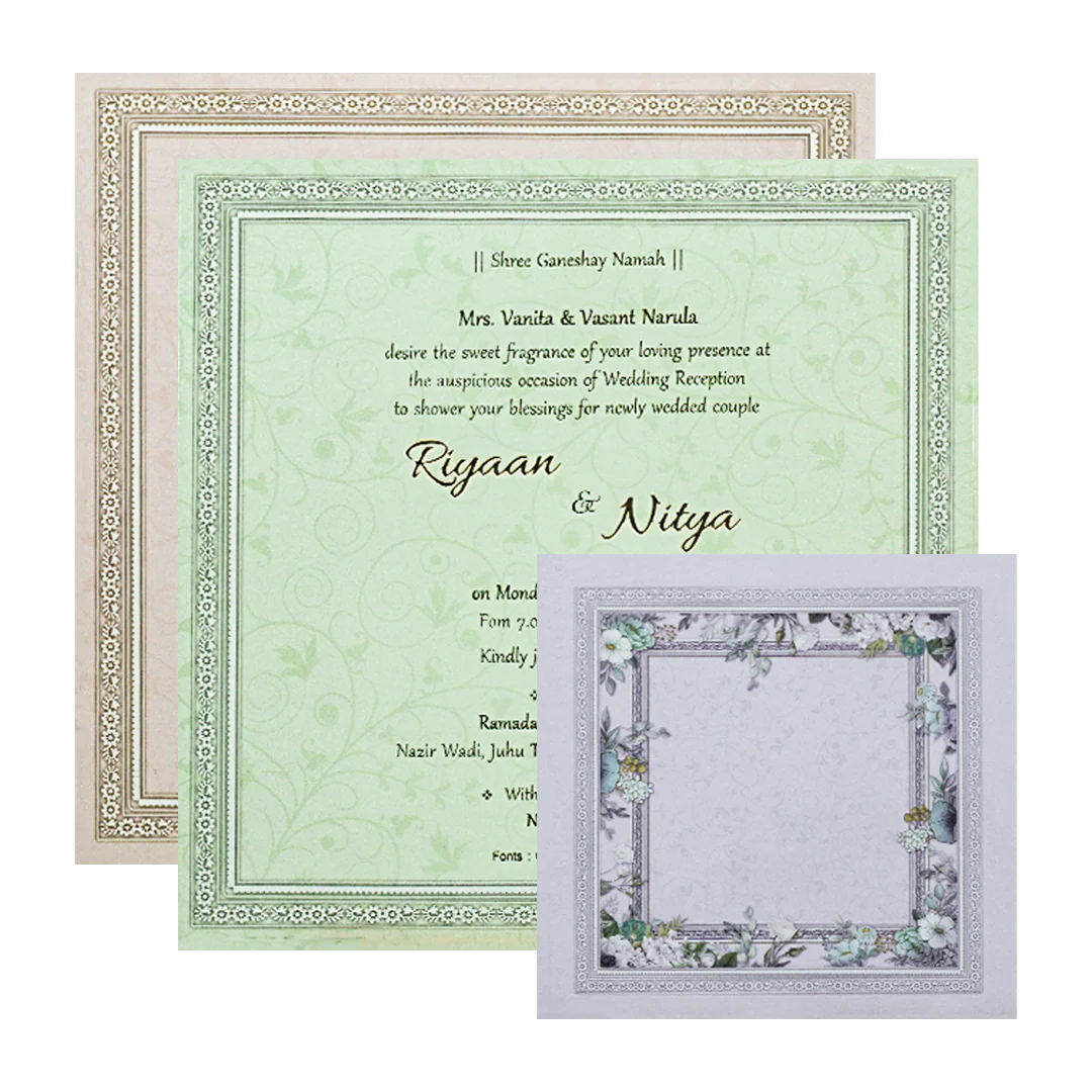 Lavender Floral Padded Wedding Card-KRC31130 - Image 5