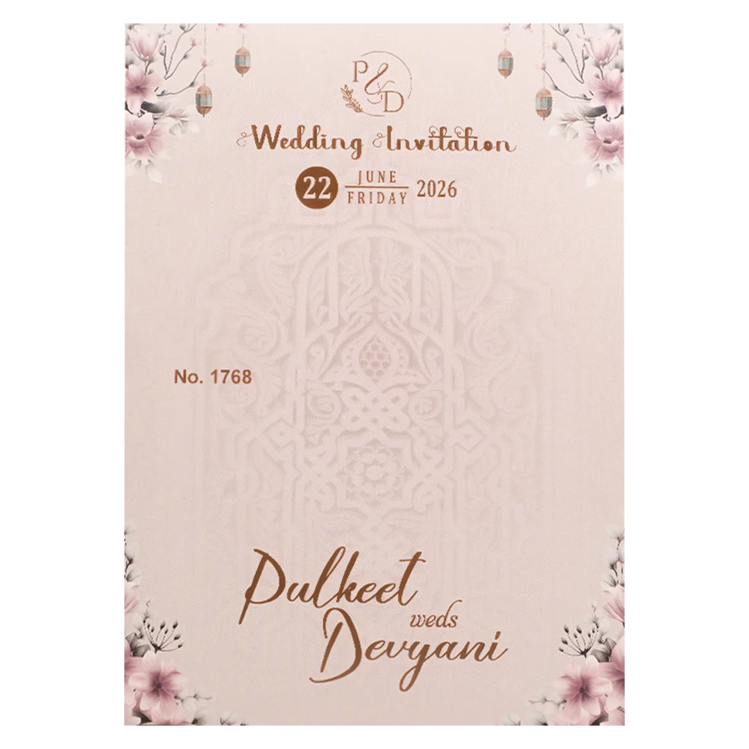 Lavender Floral Padded Wedding Card-KJTS1768 - Image 4