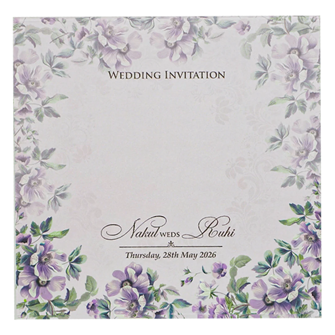 Lavender Floral Padded Wedding card-KRE27960 - Image 4