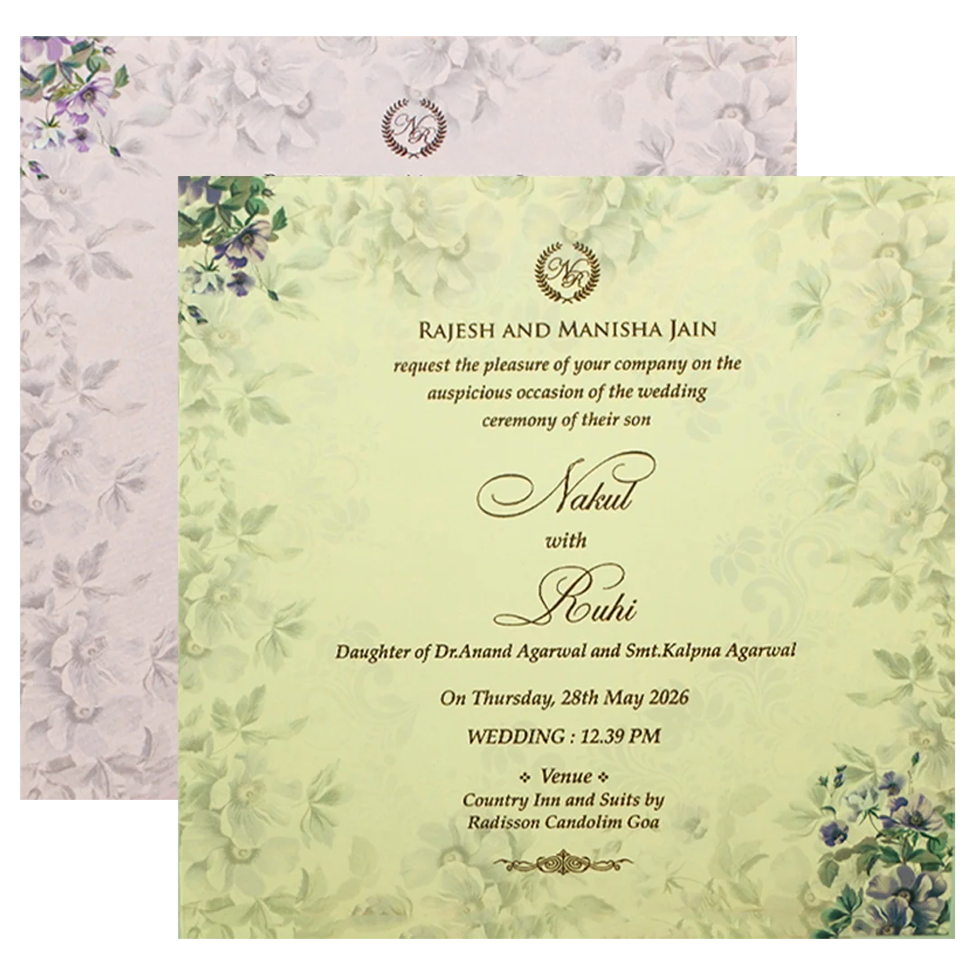 Lavender Floral Padded Wedding card-KRE27960 - Image 5