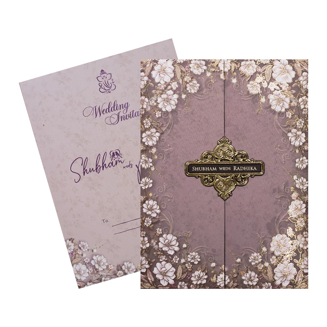 Lavender Floral Padded Wedding Card-KSH72460 - Image 2