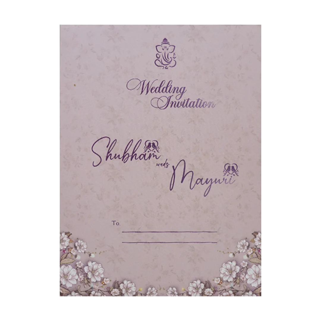 Lavender Floral Padded Wedding Card-KSH72460 - Image 4