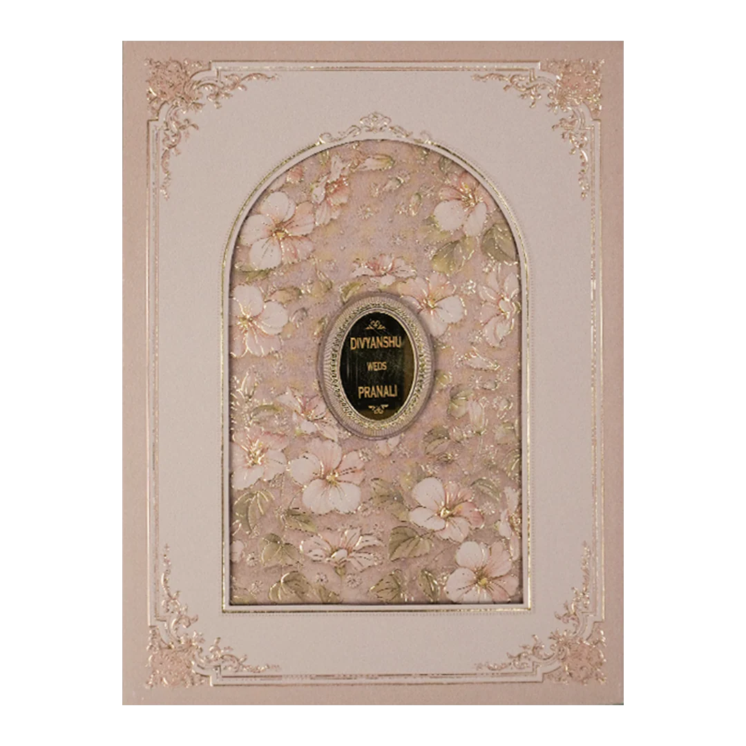 Lavender Floral Padded Wedding Card-KSI64250 - Image 3