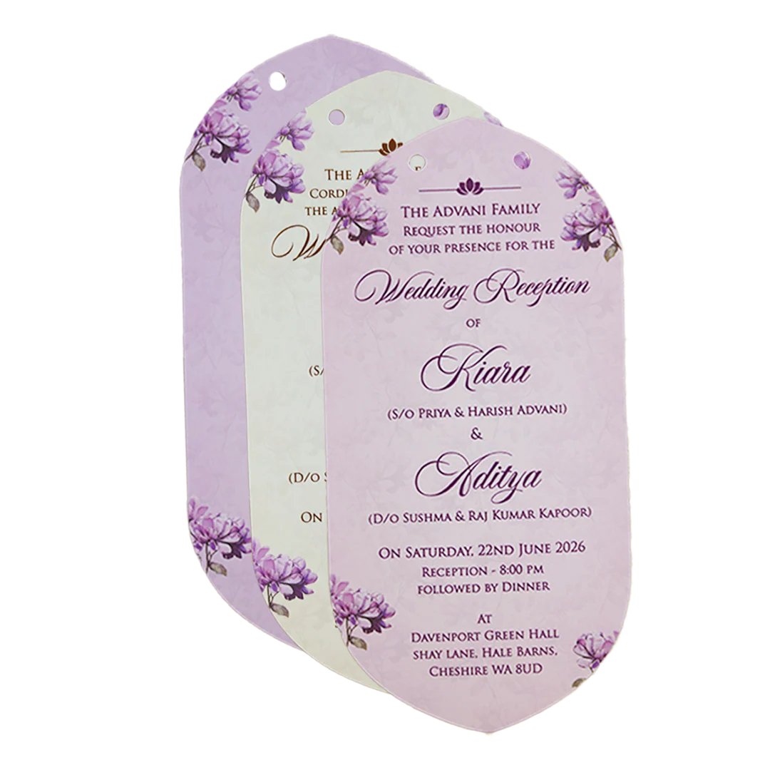 Lavender Floral Tag-Style Wedding Card - KFR15040 - Image 5