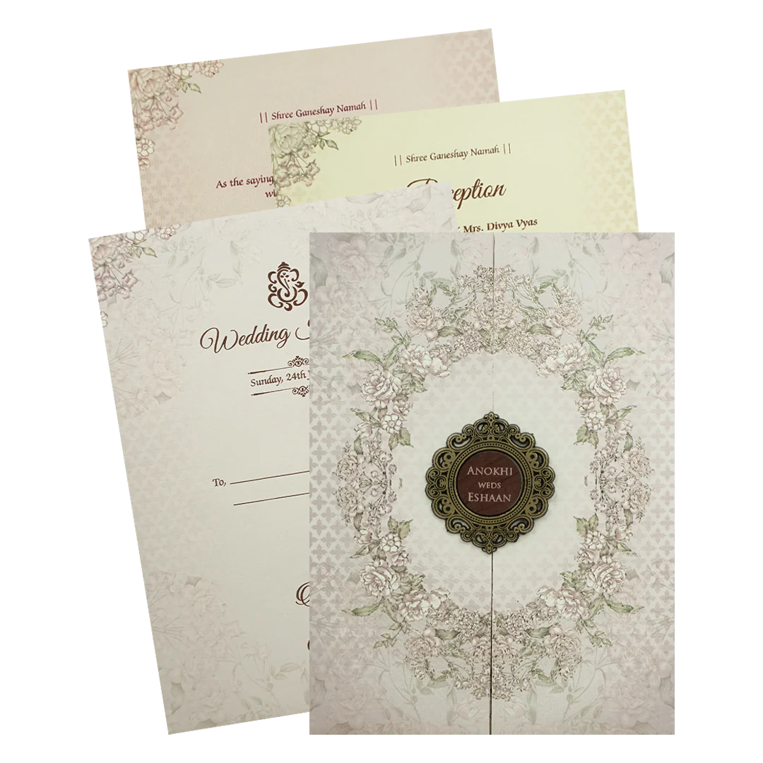 Lavender Floral Wreath Wedding Card-KJTS3650