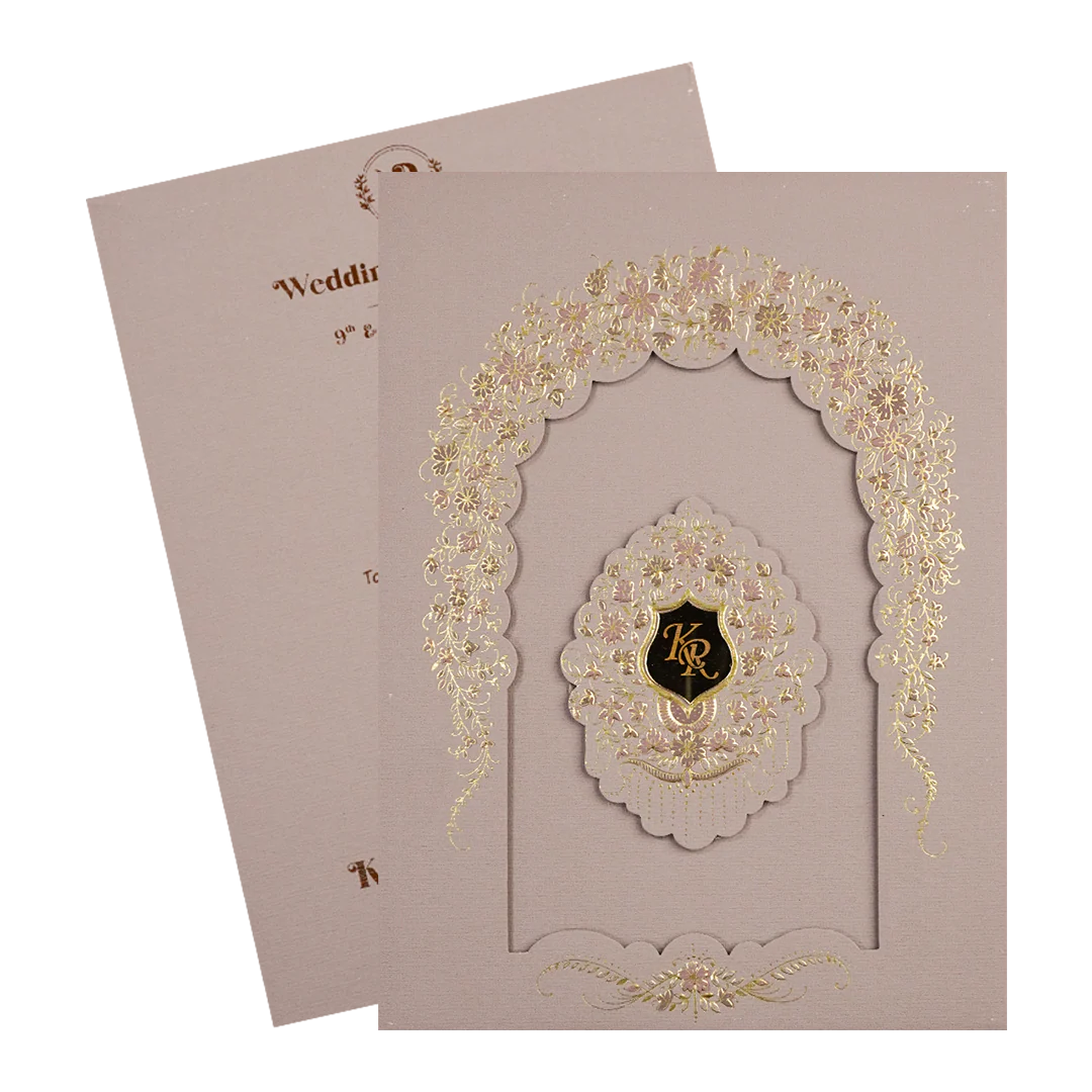 Lavender Gold Arch Floral Padded Wedding Card-KSI64490 - Image 2