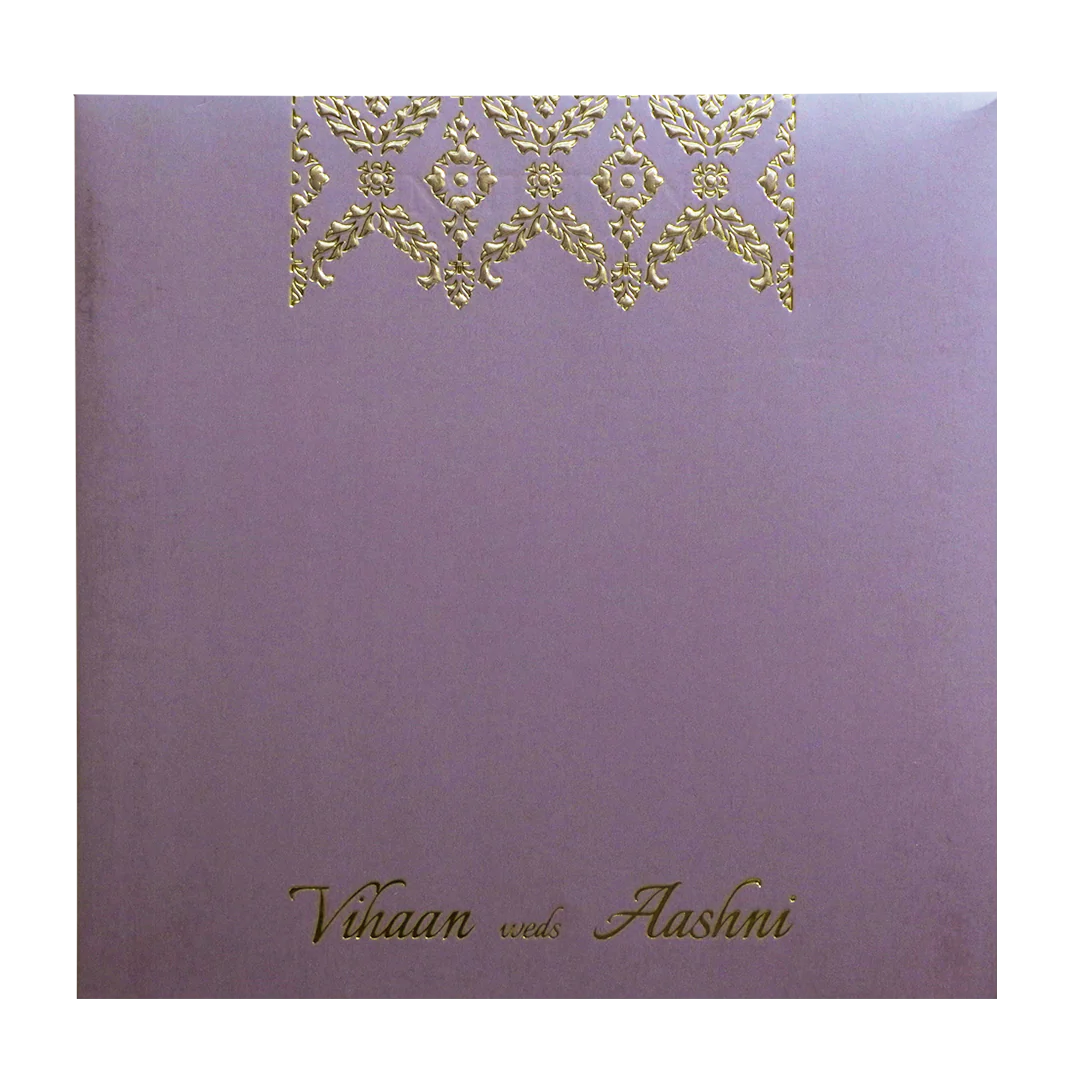 Lavender Gold Floral Padded Wedding Card-KRC30491 - Image 4