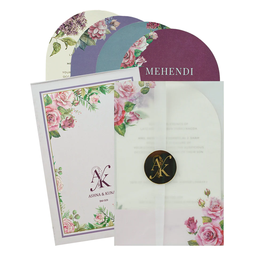 Lavender Rose Floral Wedding Card-KBM05090