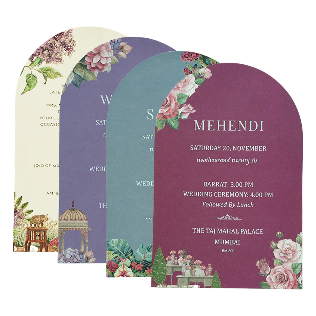 Lavender Rose Floral Wedding Card-KBM05090 - Image 5
