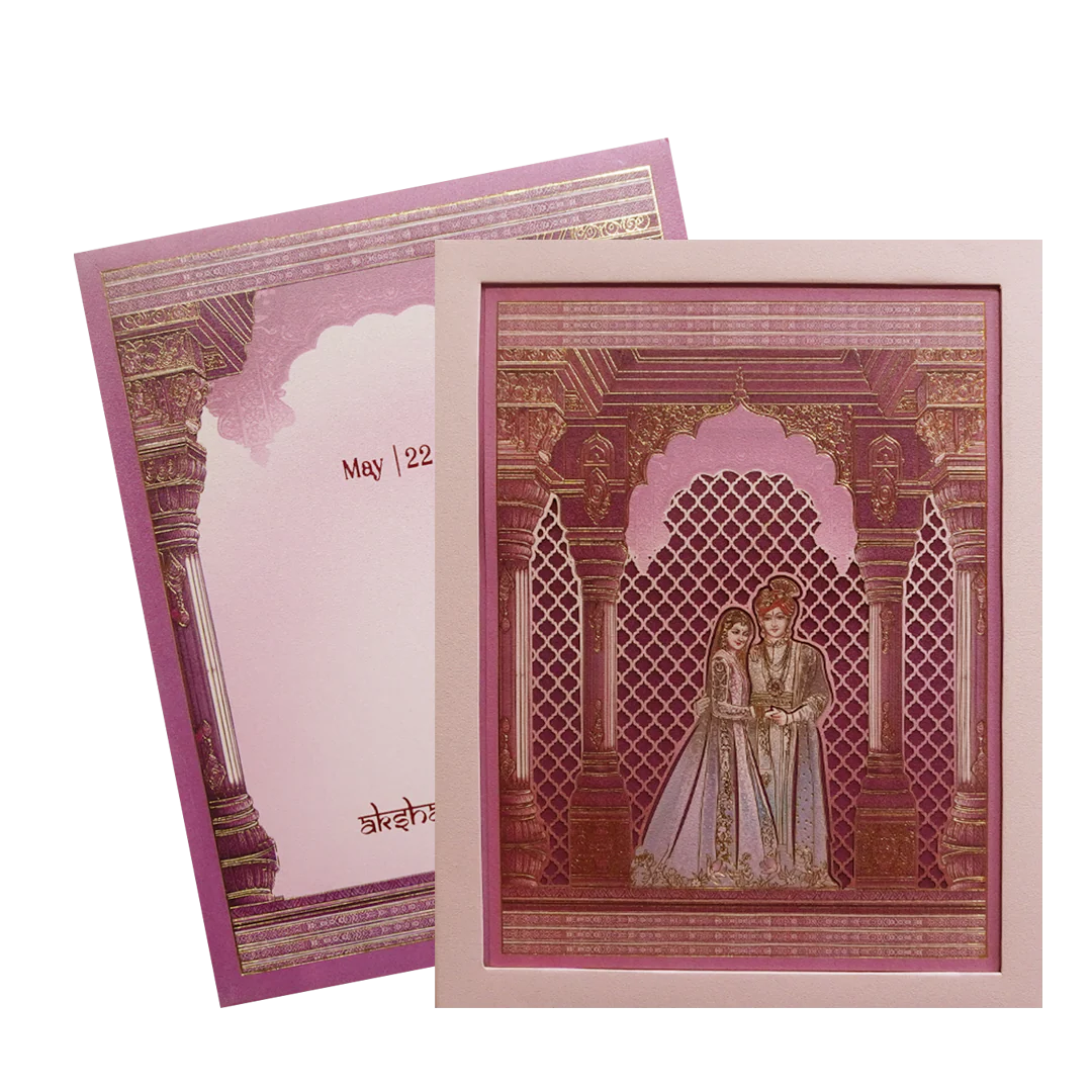 Lavender Royal Bride Groom Arch Wedding Invitation Card-KPR24760 - Image 2