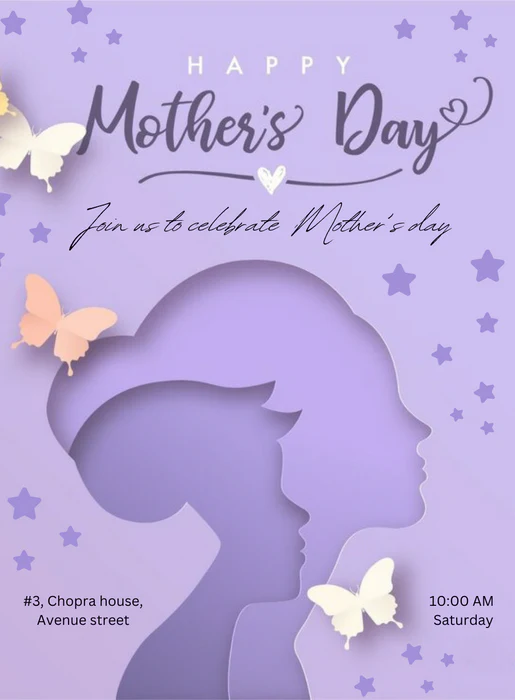 Lavender Butterfly Mother's day Invitation-AAMOT005 - Image 2