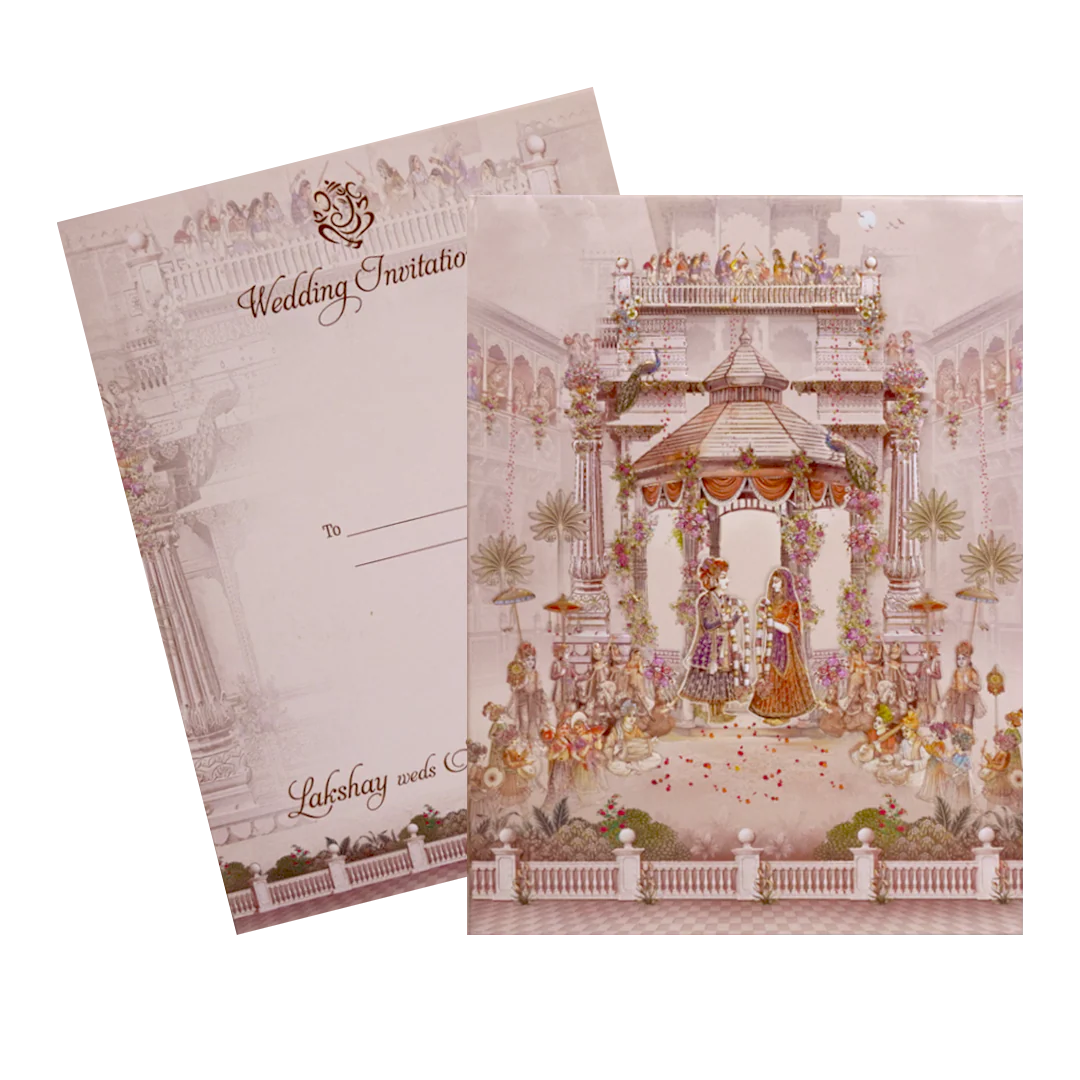 Light Apricot Pink Padded Invitation-KSI12170 - Image 2