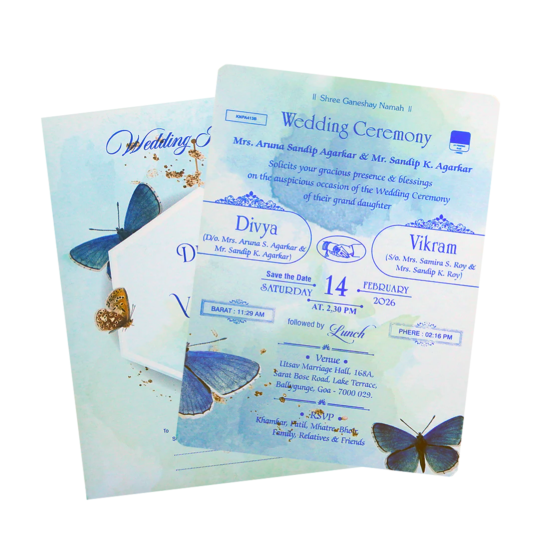 Light Blue Butterfly single sheet card-KNPA413B