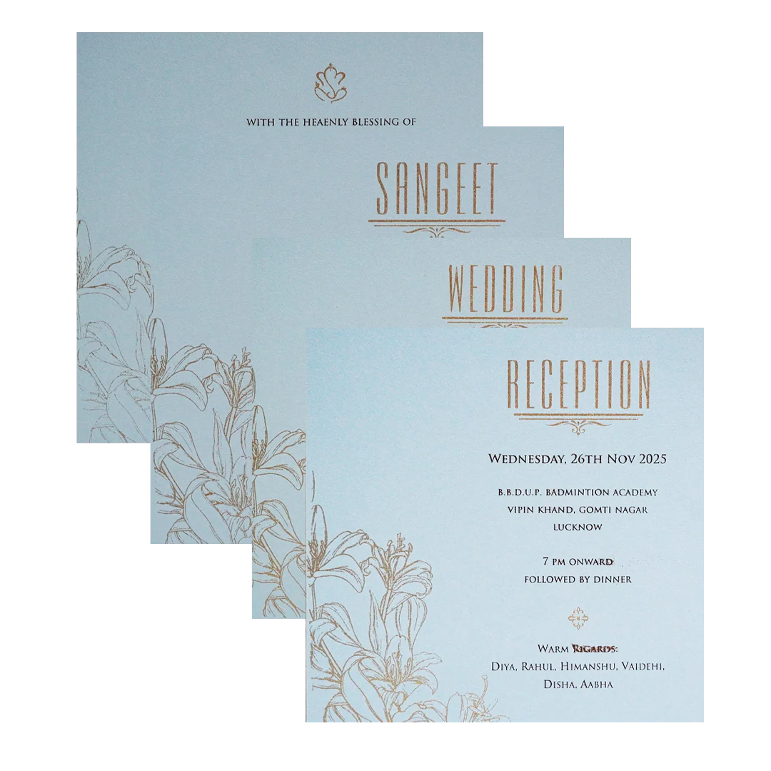 Light Blue Floral Nameplate Wedding Card Design-KPR05380 - Image 5
