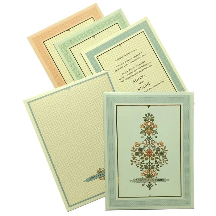 Light Blue Padded Royal Wedding Card-KBM04460