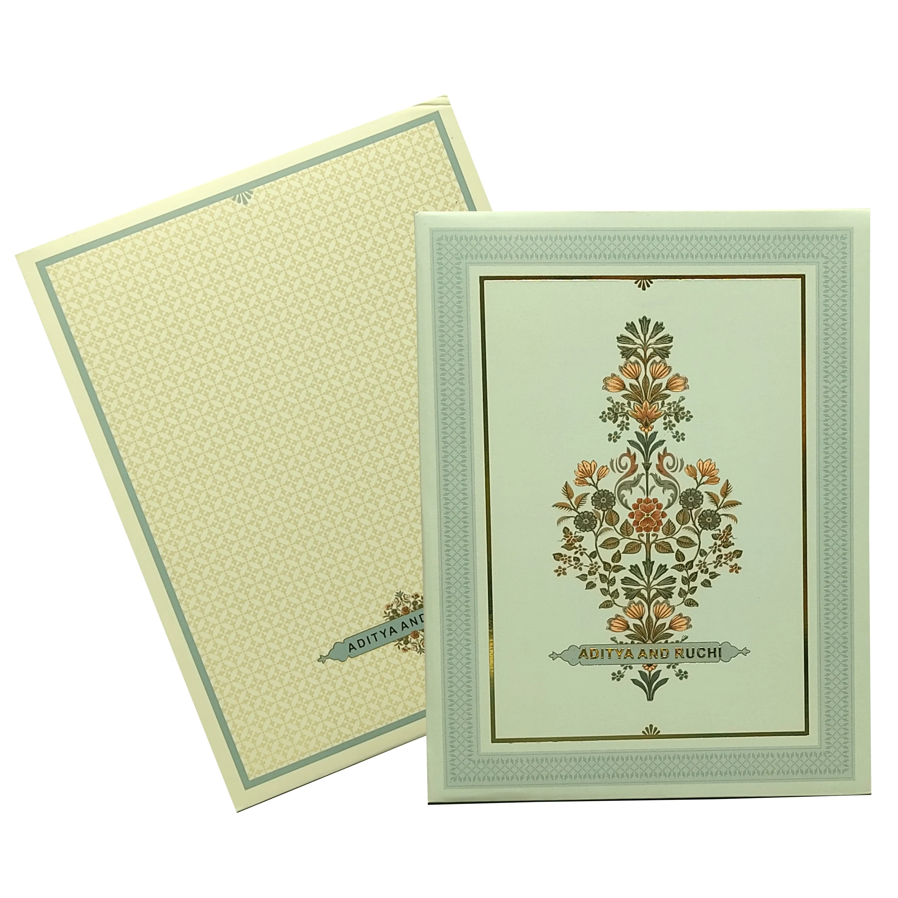 Light Blue Padded Royal Wedding Card-KBM04460 - Image 2