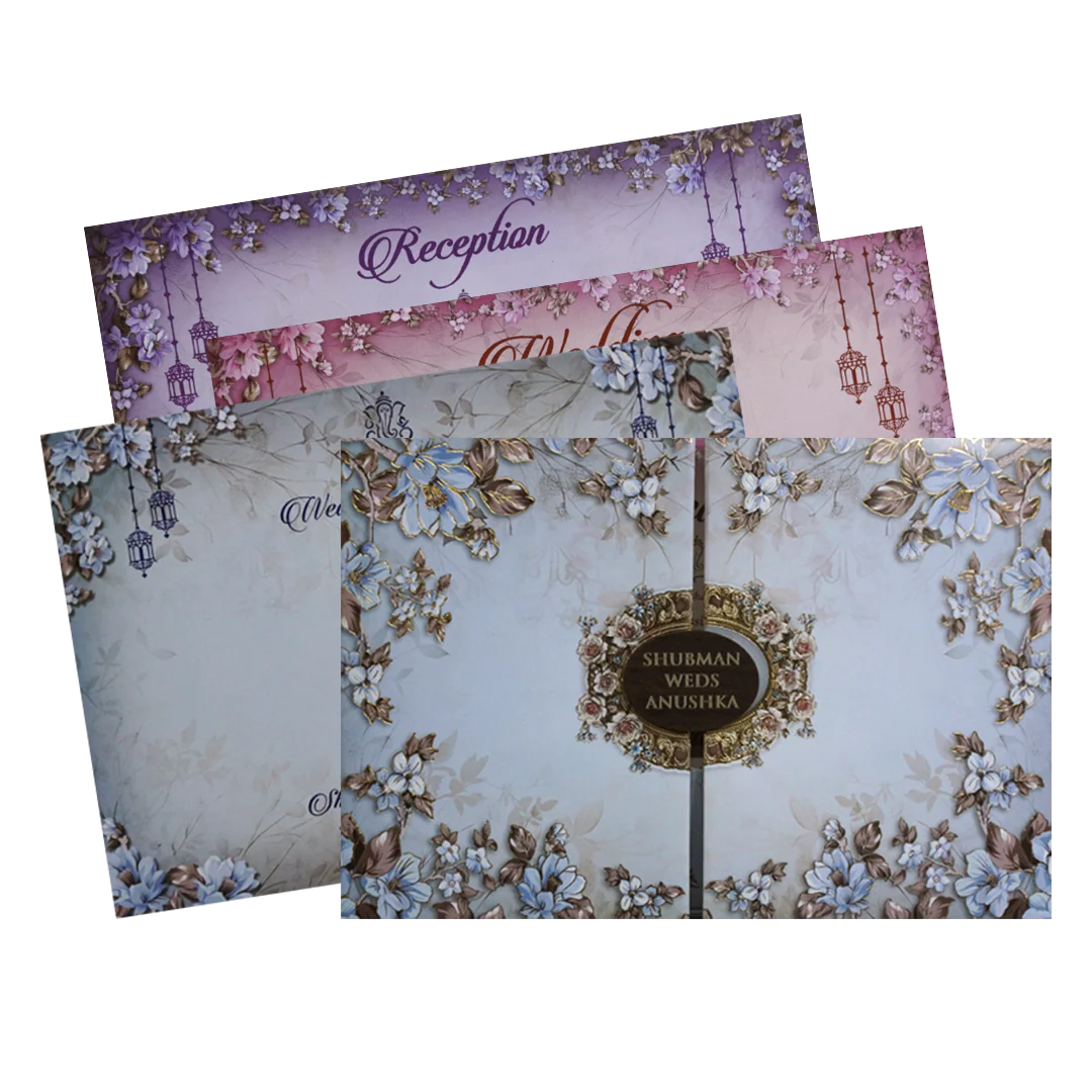 Light Blue Padded Wedding Invitation Card-KRB8240