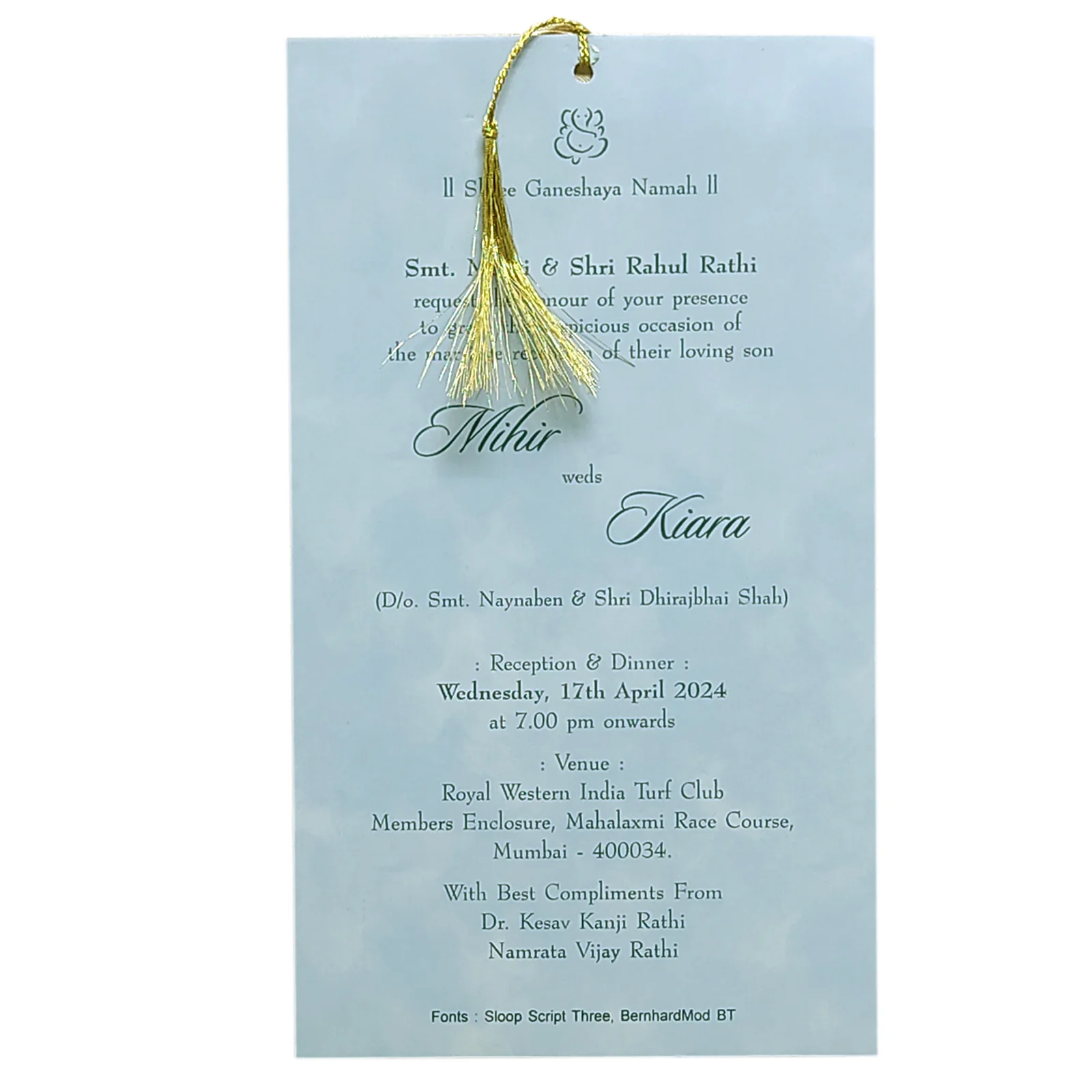 Light Blue Single Sheet Invitation-KRCS6482 - Image 2