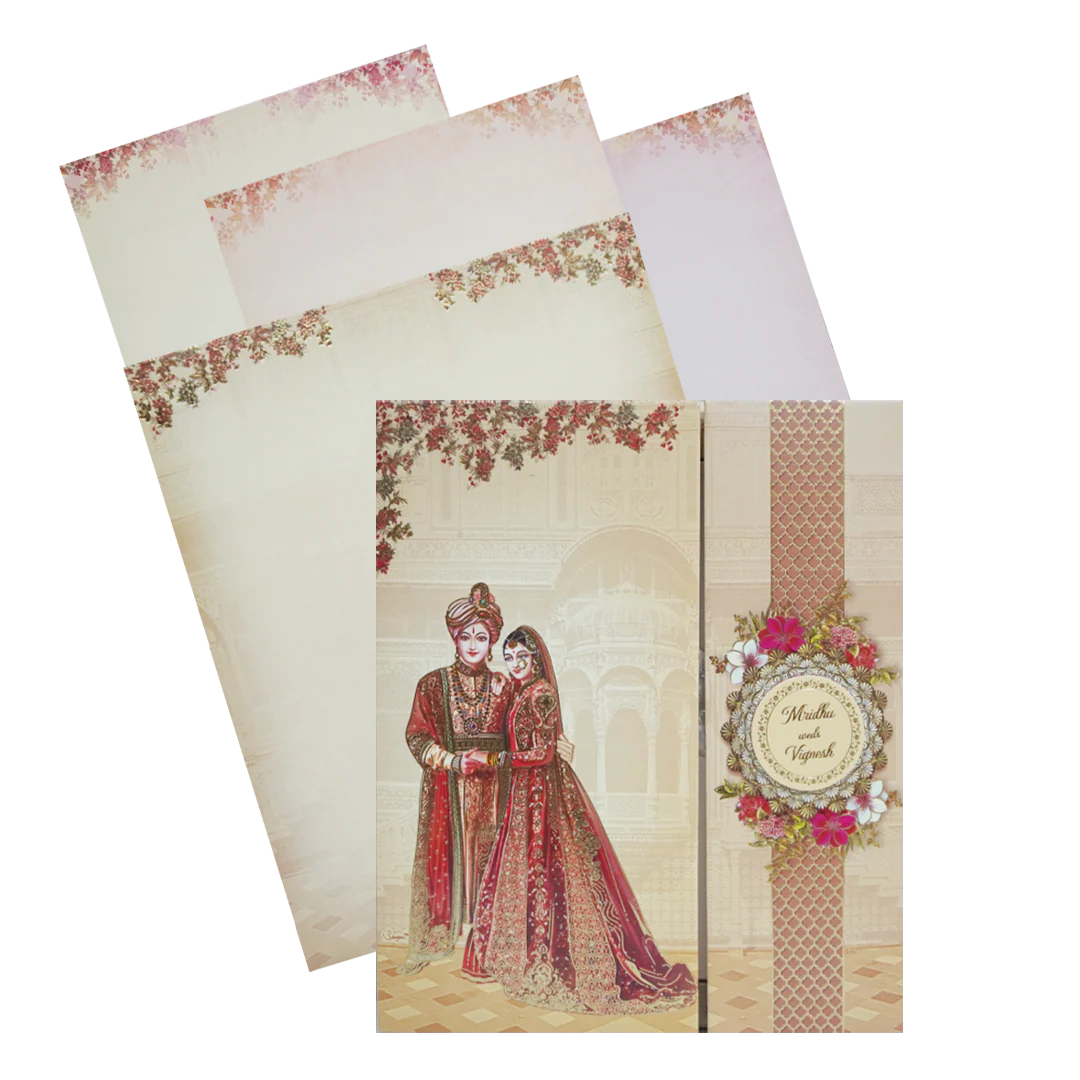 Light Brown Bride Groom Wedding Invitation Card-KAC05740
