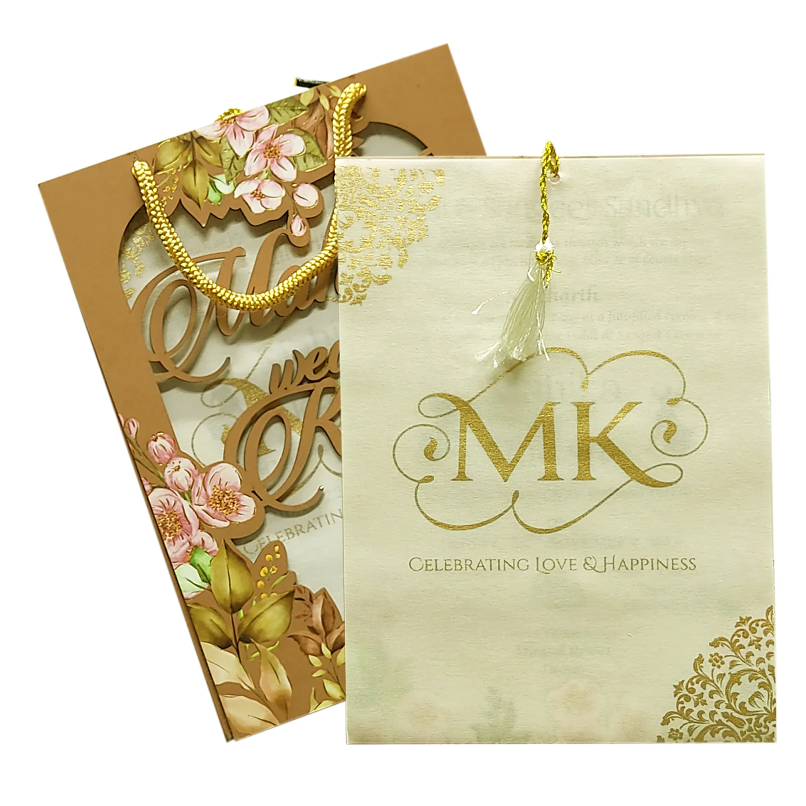 Light Brown MDF Floral Invitation-KVN06360 - Image 2