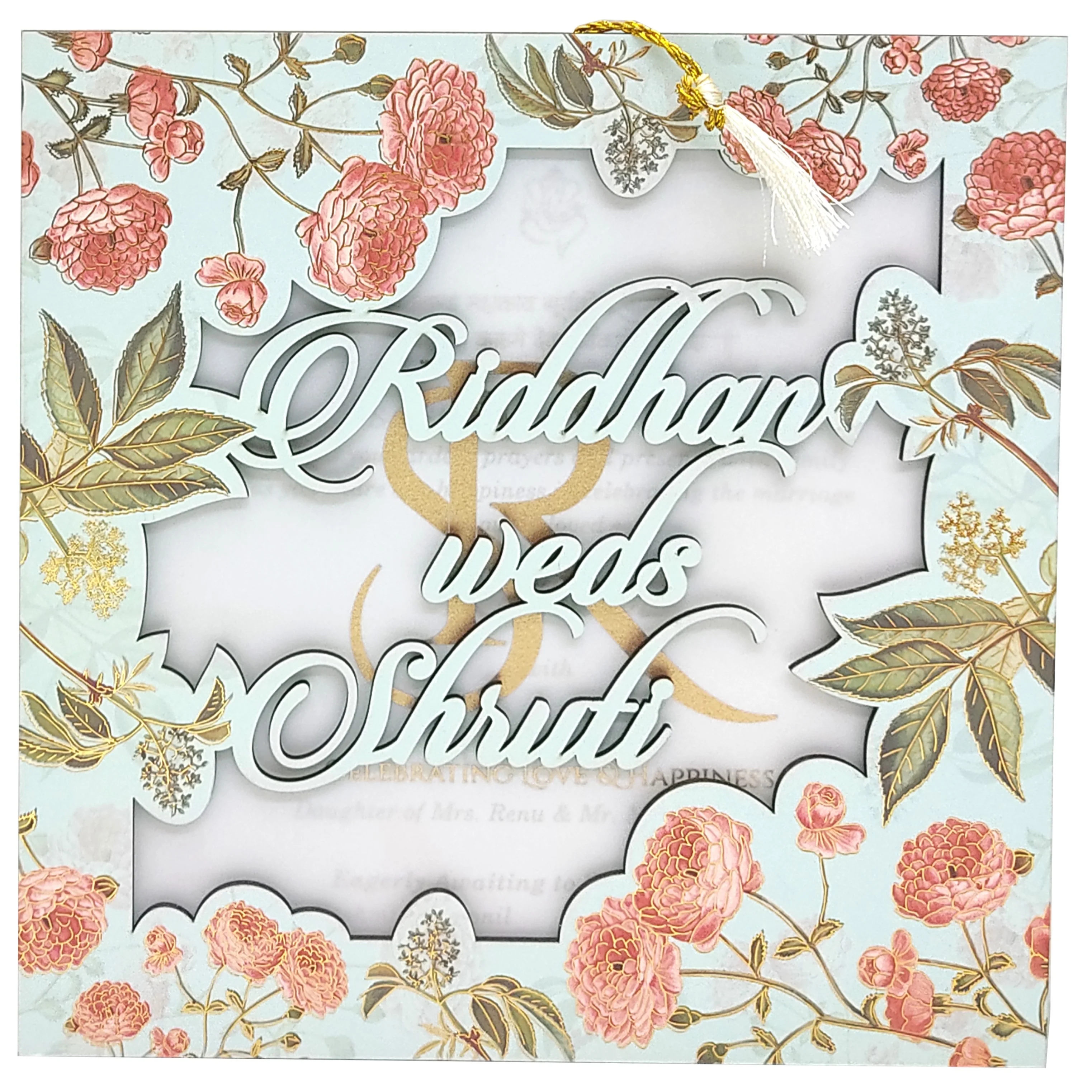 Light Coral Green MDF Invitation-KVN06010 - Image 3