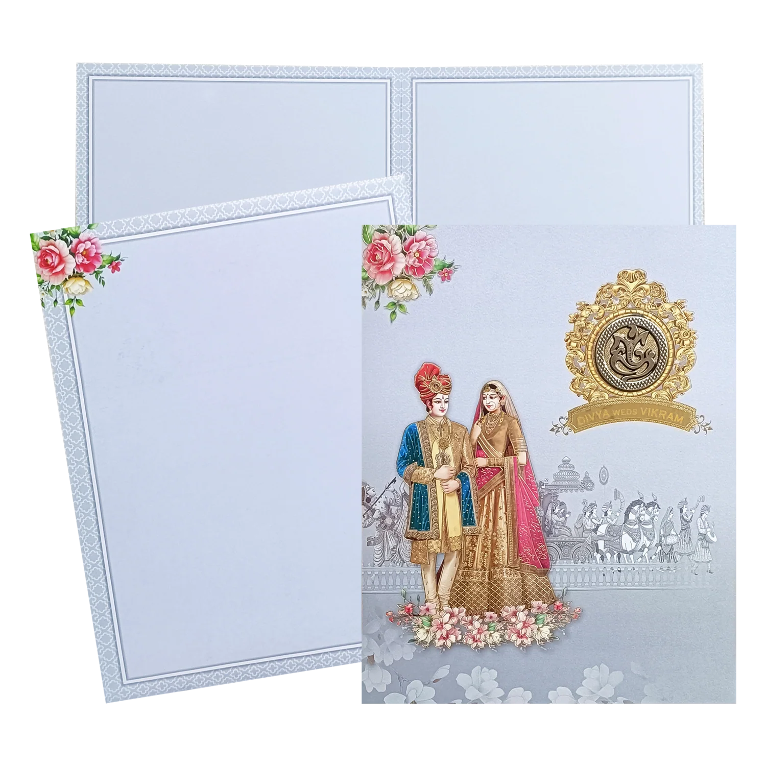 Light Gray Bride And Groom Invitation Card-KNKJ1137