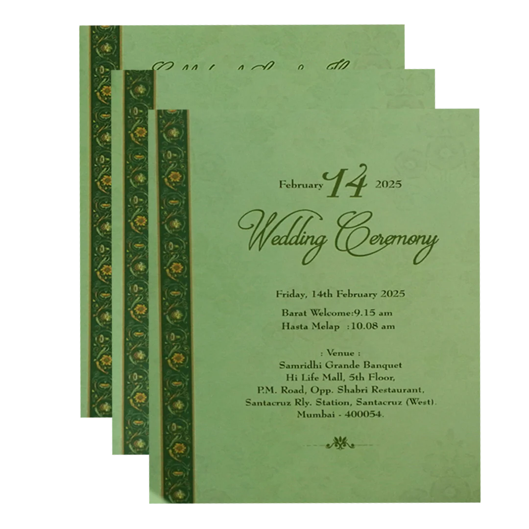 Light Green Floral Marriage Card-KPR09760 - Image 5