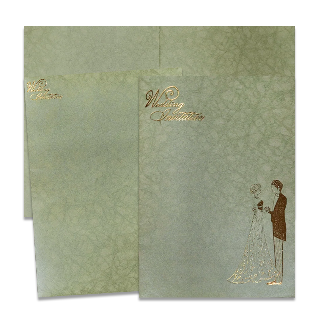 Light Green Western Couple Wedding Card-KNKR035GL
