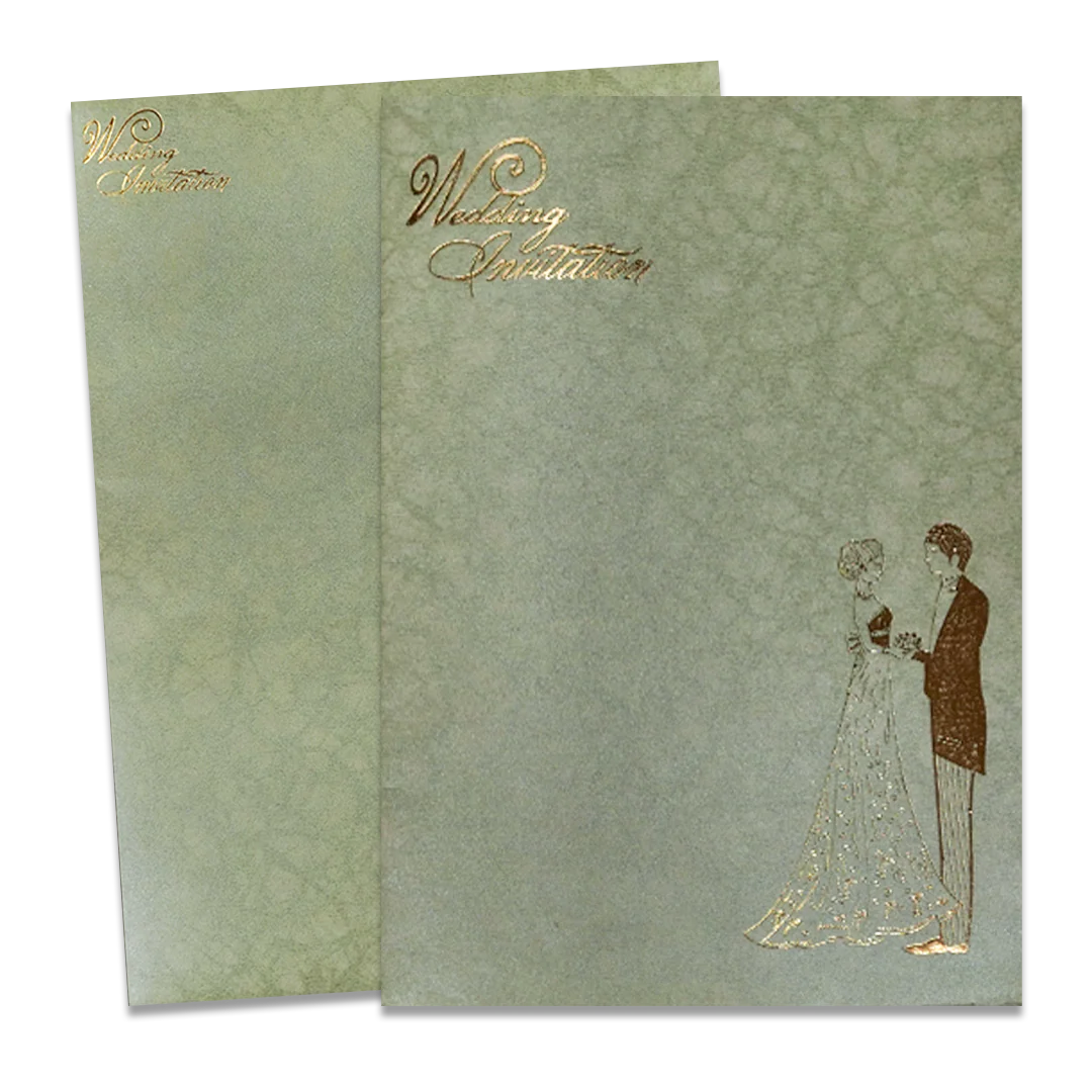 Light Green Western Couple Wedding Card-KNKR035GL - Image 2