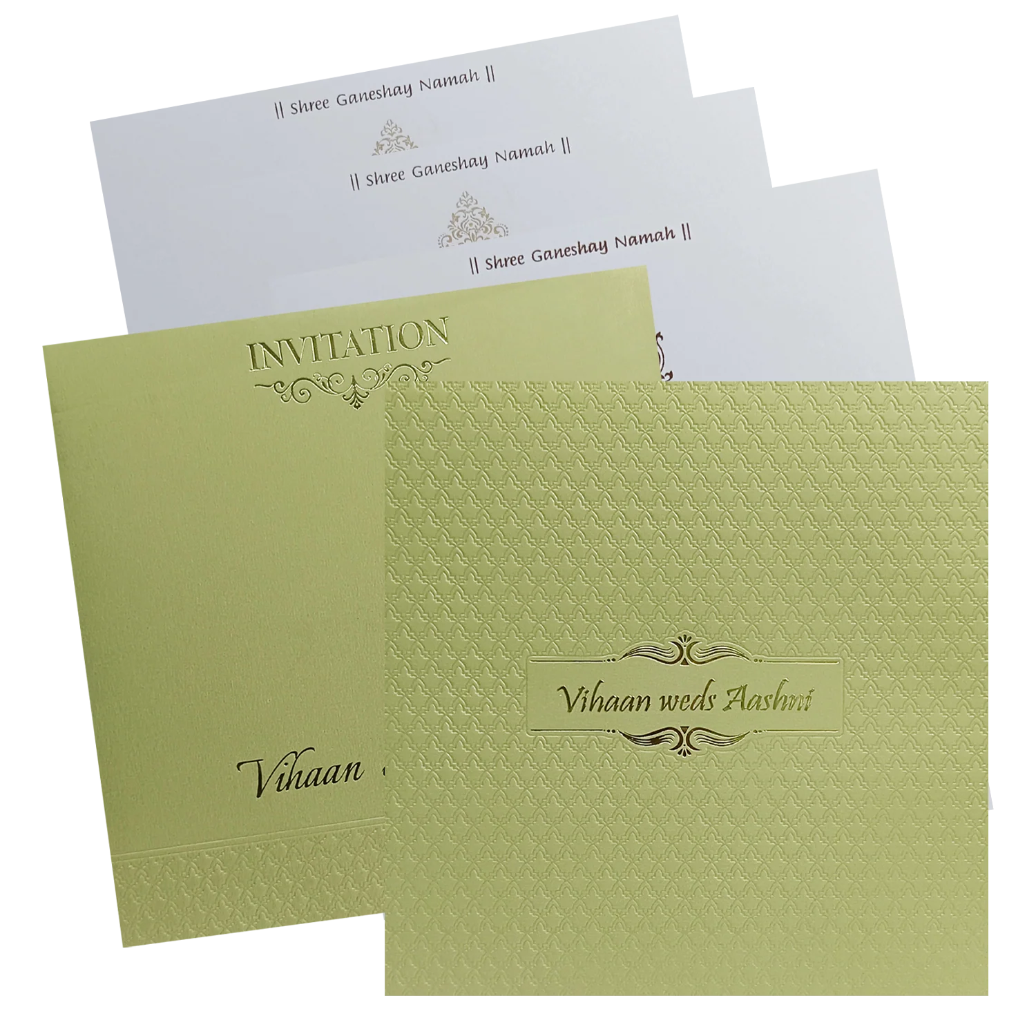 Light Olive Green Padded Invitation-KRC30471
