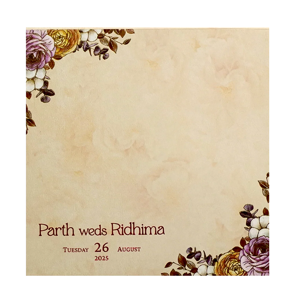 Light Orange Floral Wedding Card-KPR09840 - Image 4