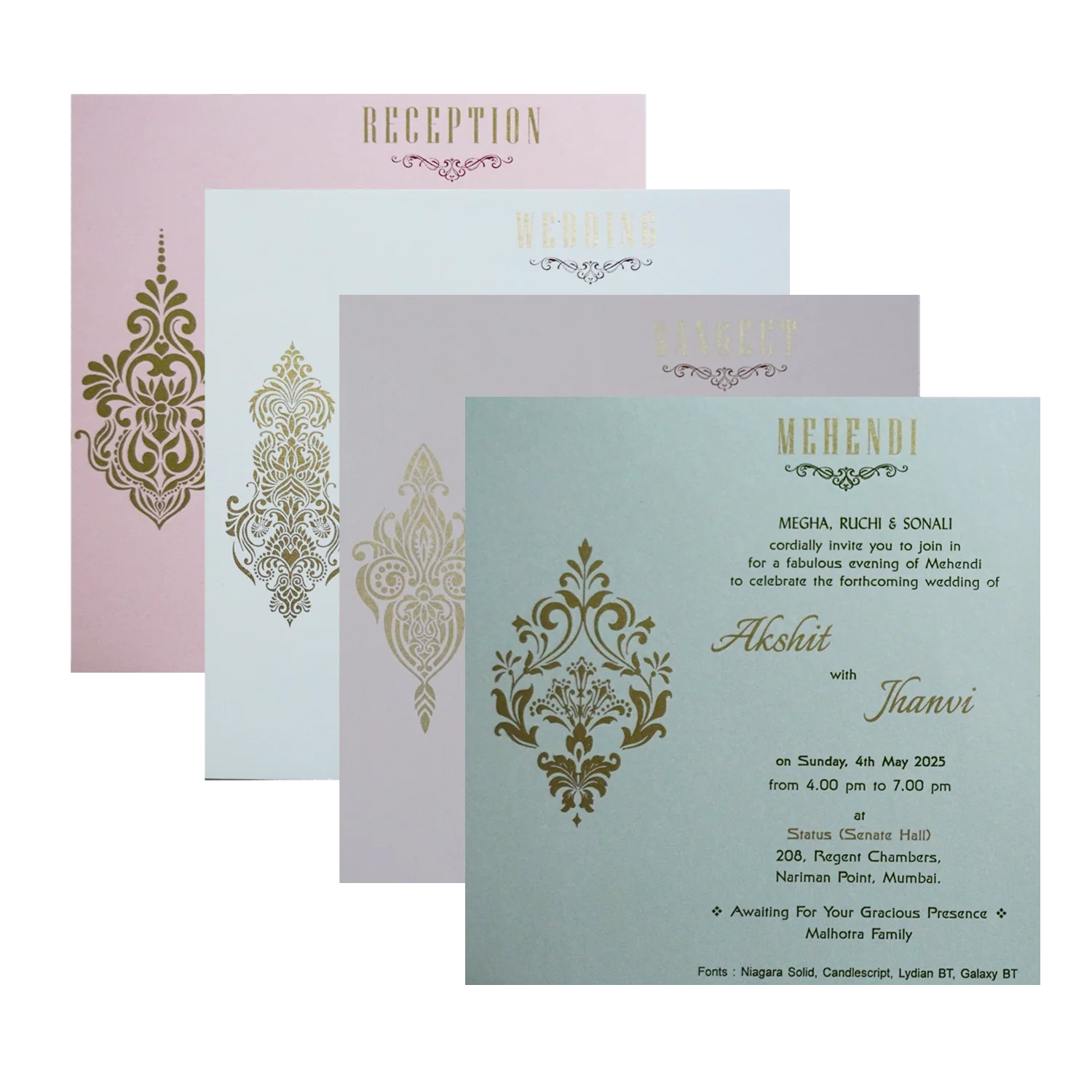 Light Pale Pink Wedding Card-KRC30411 - Image 5