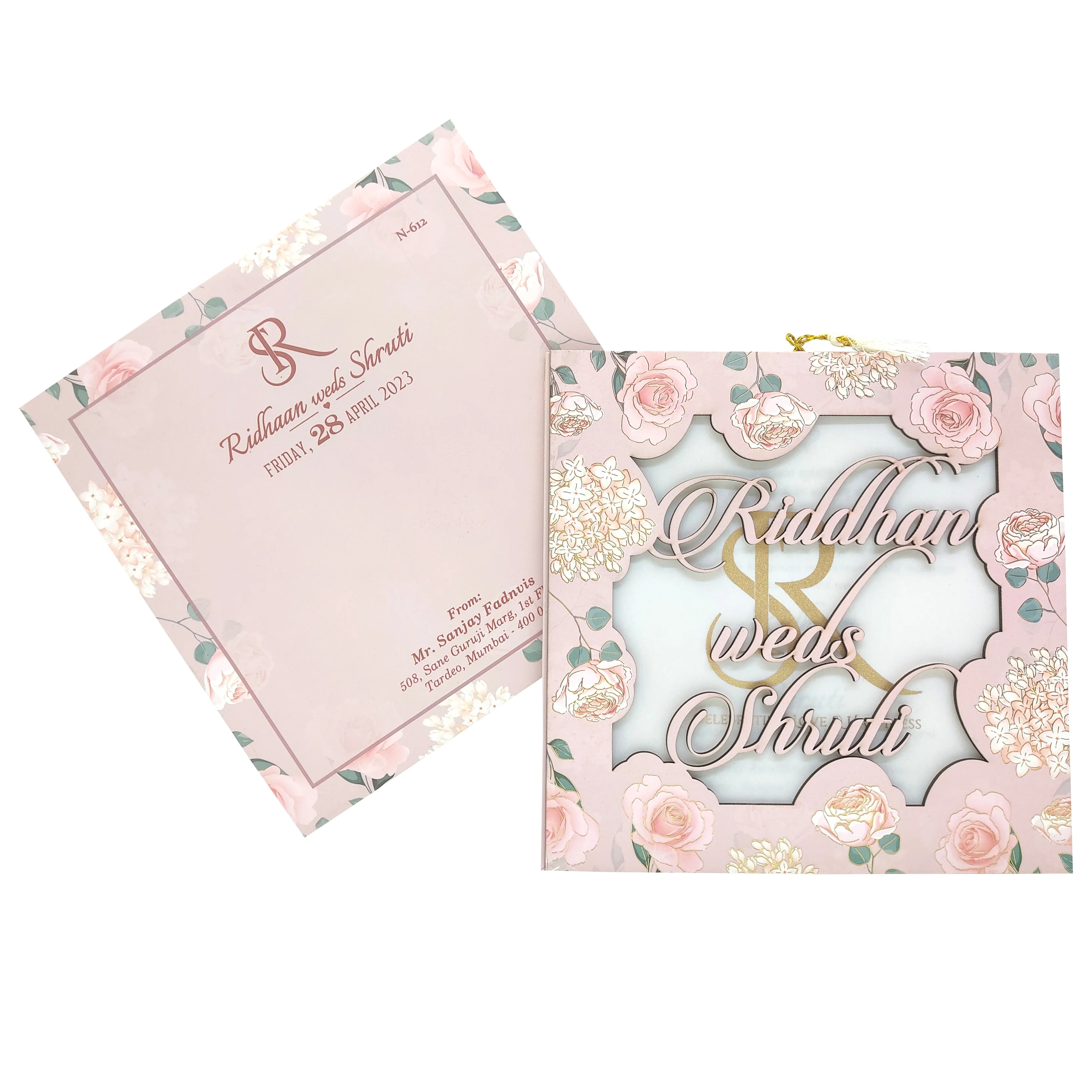 Light Pastel Pink MDF invitation-KVN06120 - Image 2