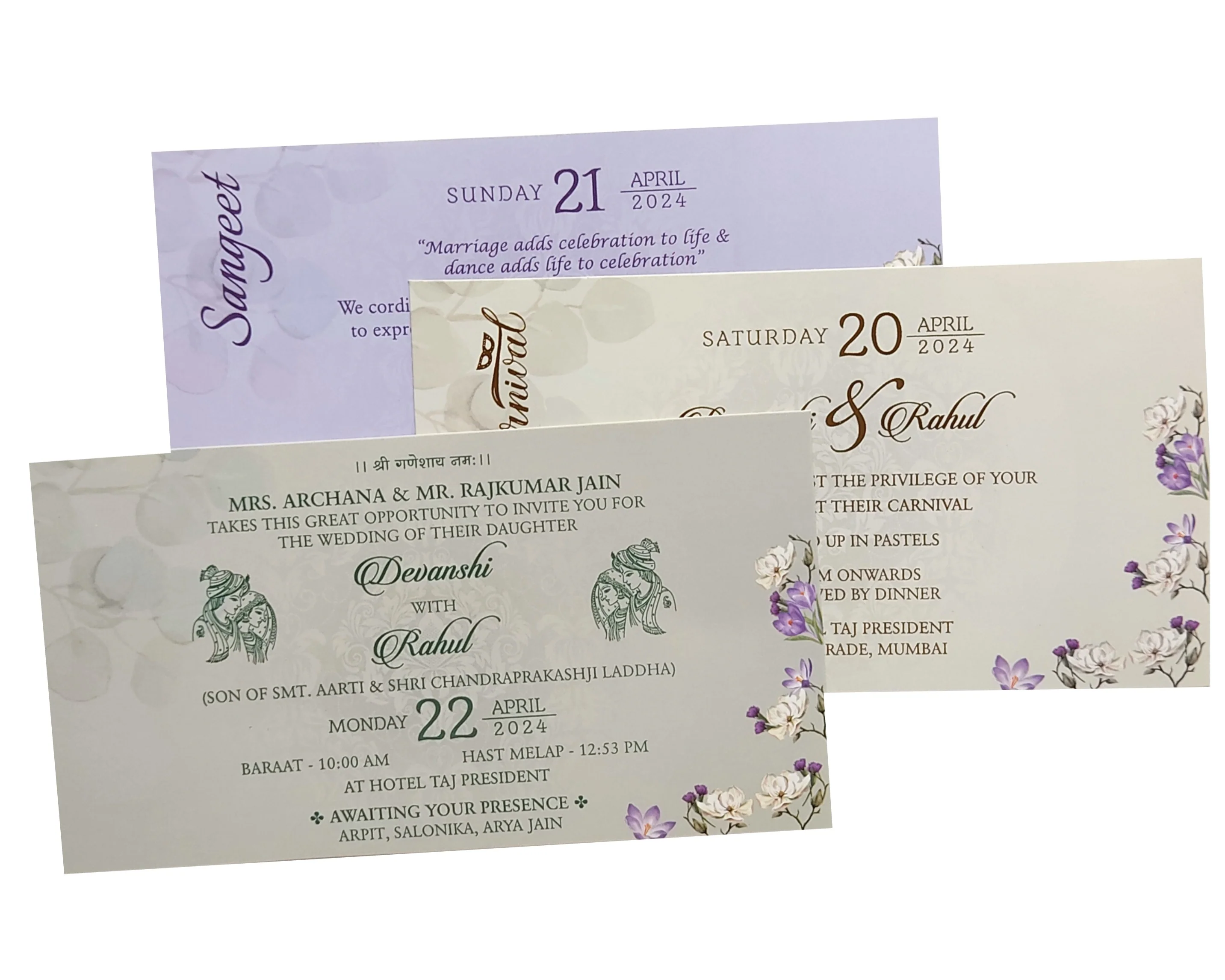Light Pastel Purple Floral Invitation-KVN06380 - Image 5