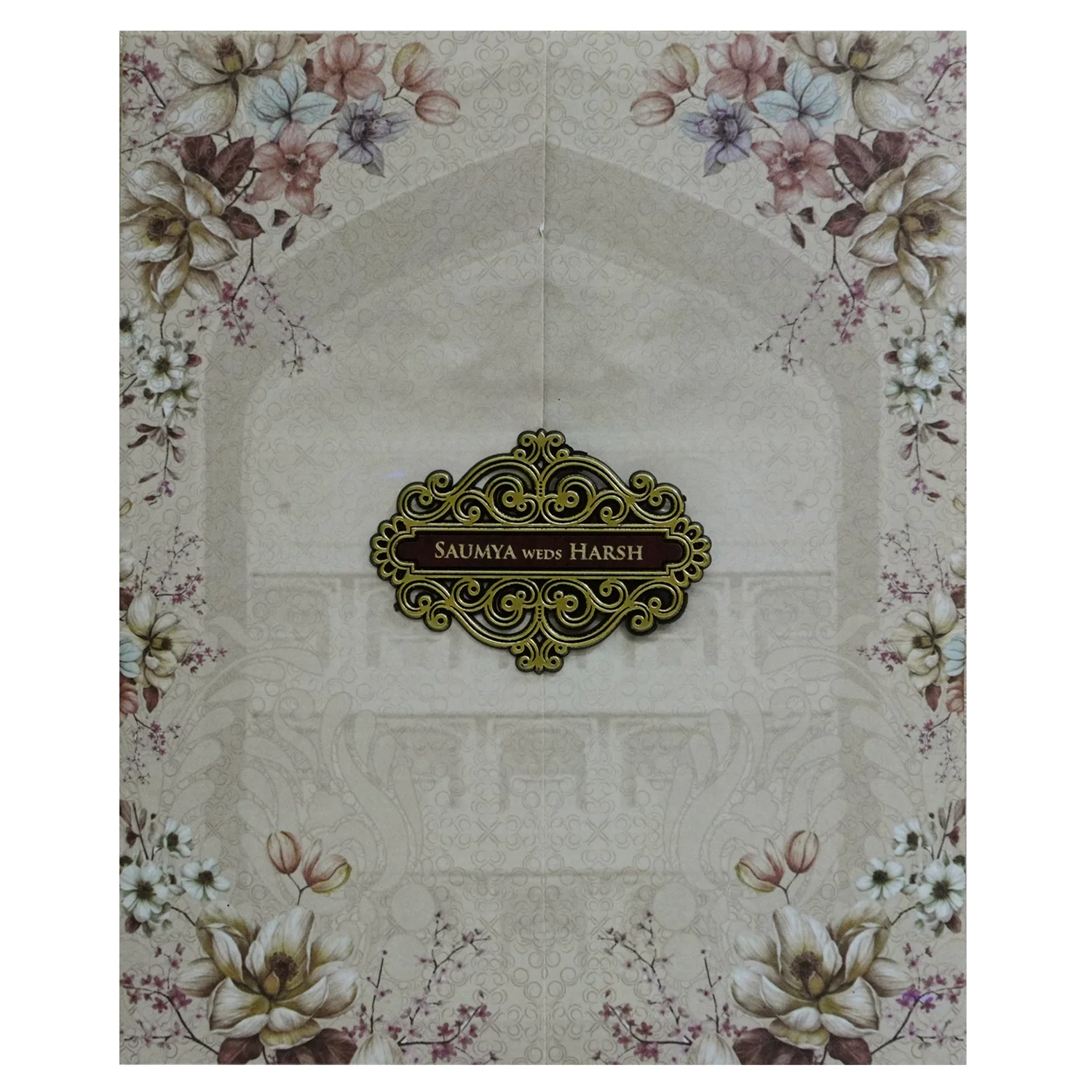 Light Peach Floral Design Invitation-KVN06960 - Image 3
