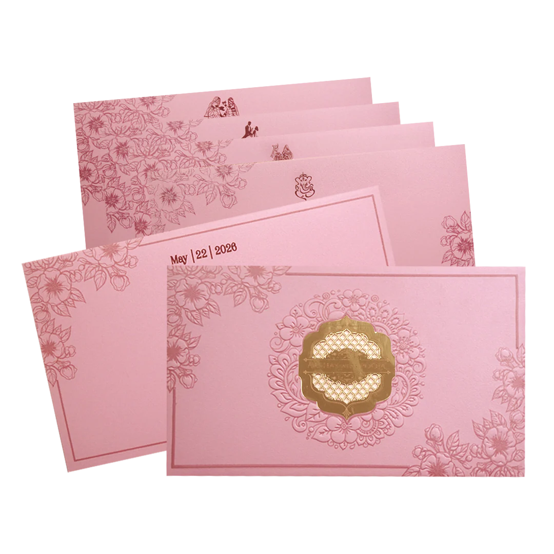 Light Pink Floral Mandala Wedding Invitation Card-KPR24580