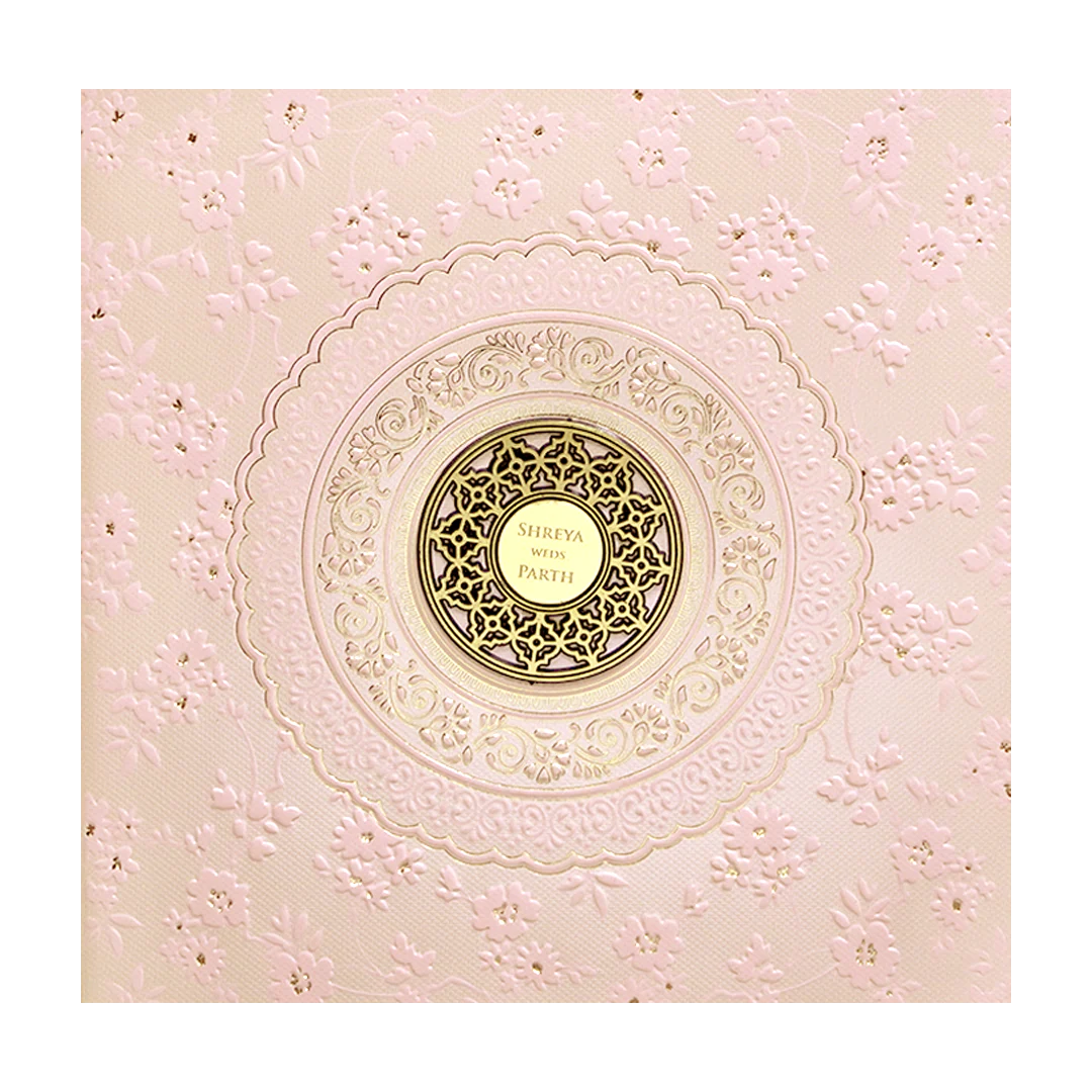 Pink Floral Padded Wedding Card - KMMWD1122 - Image 3