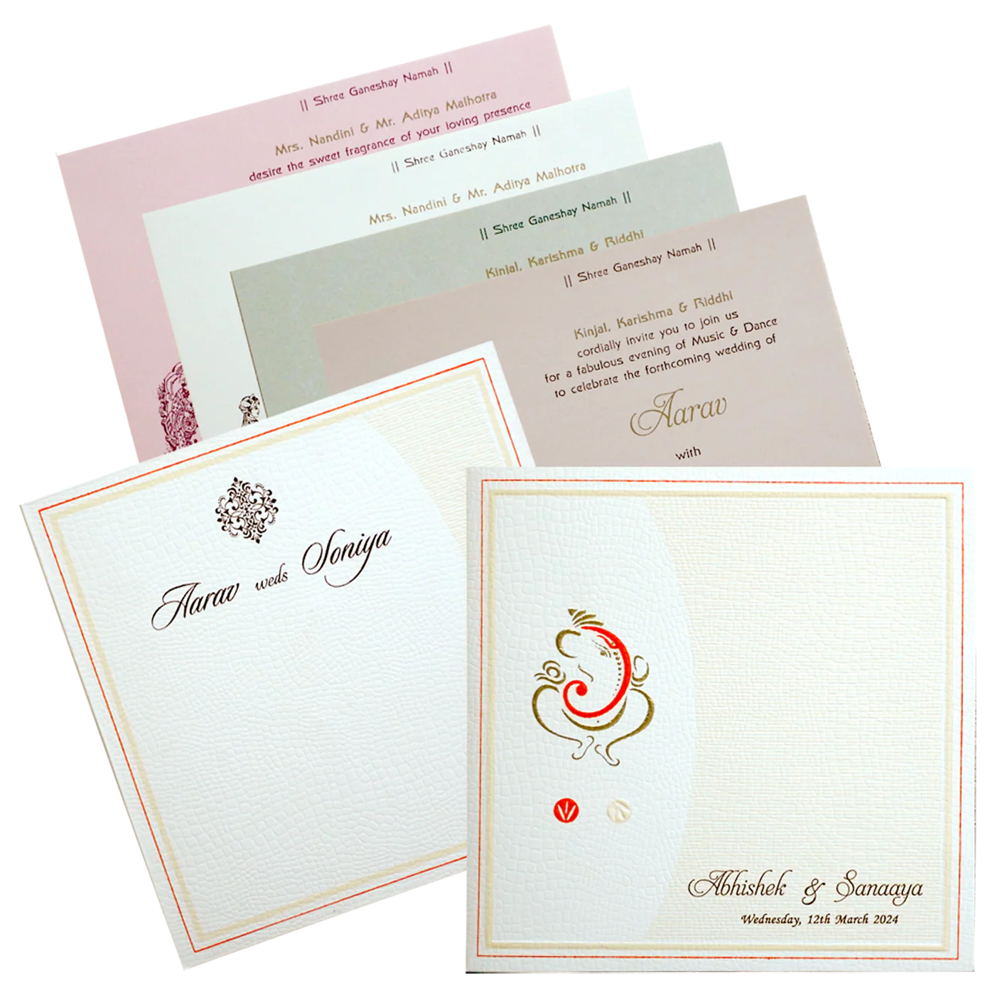 Light Pink Ganesha Box Wedding Card-KRC30362